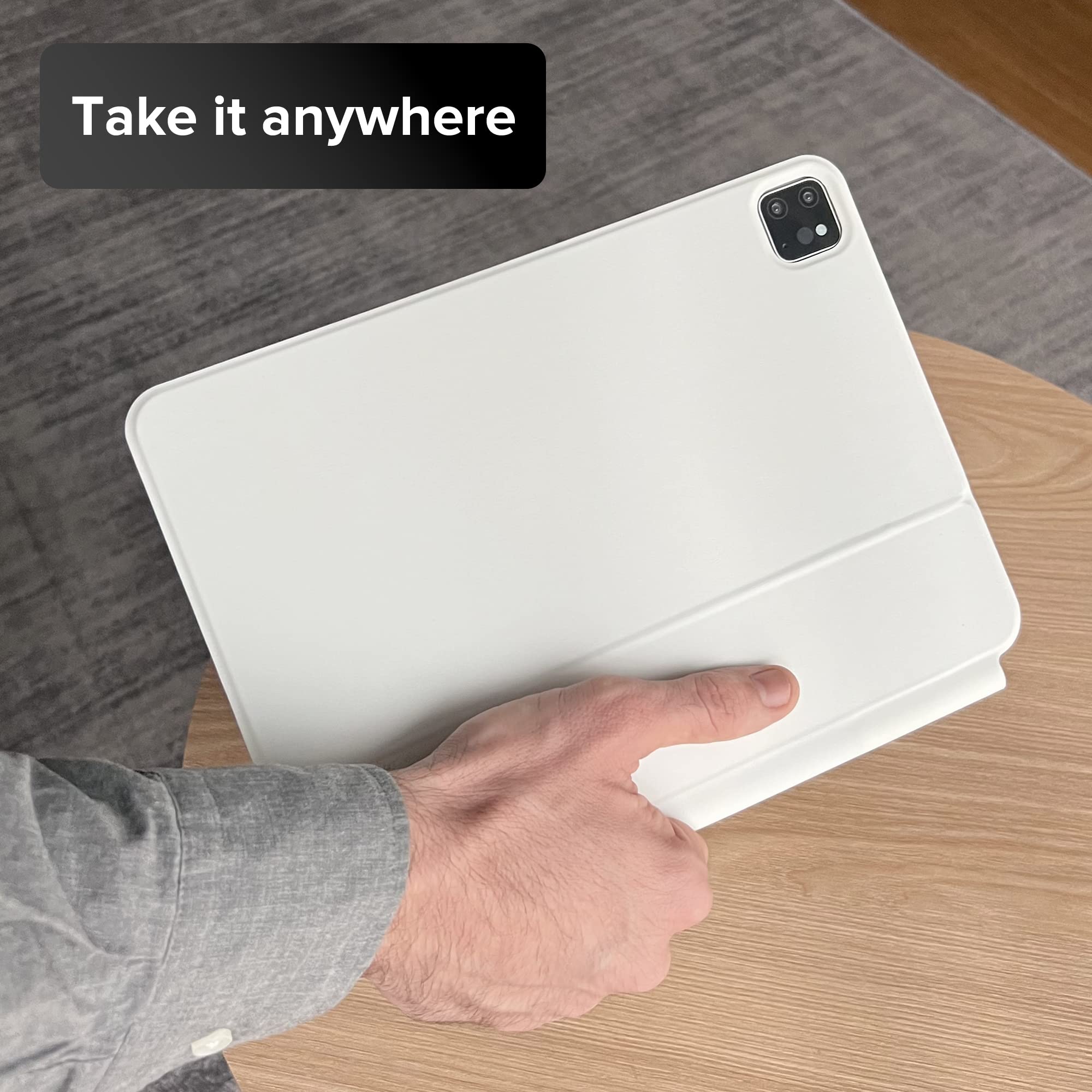 QUARK Magic Floating Keyboard Case for iPad Pro 11-inch (1st-4th Gen) & iPad Air 11-inch (M2/M3) - Backlit Multi-Touch Trackpad Keyboard | Perfect for Work, Travel & Creative Projects (White)