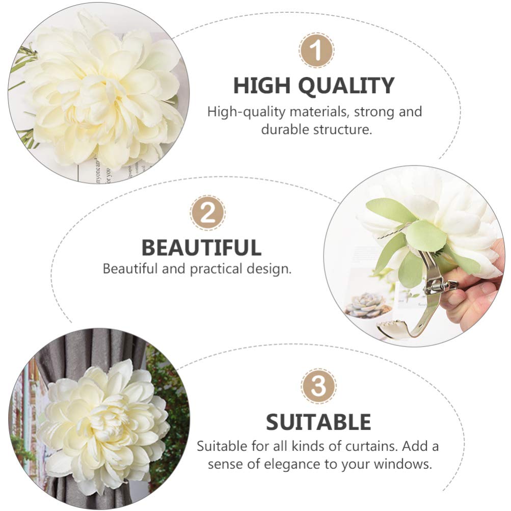 VOSAREA 1pc White Lace Curtain Tie Back Holder - Elegant Window Treatment Decor for Drapes & Sheer Curtains - Stylish Buckle Design with Floral Accents - Perfect for Living Room, Bedroom & Home Decor