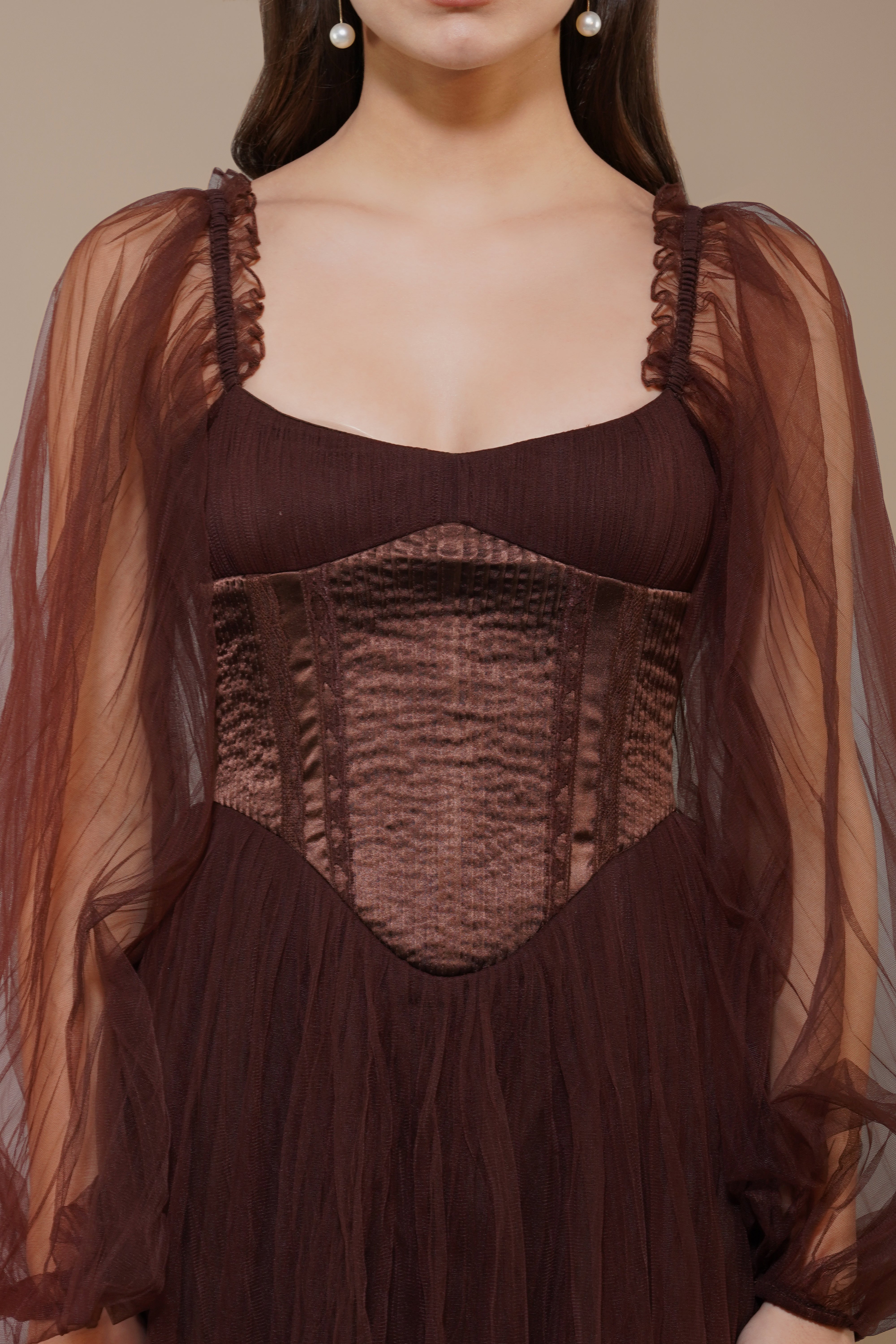 Tara Mini Dress in Coffee Brown - Elegant Women's Short Dress for Casual & Party Wear - Perfect for Date Nights, Cocktail Parties & Summer Outfits