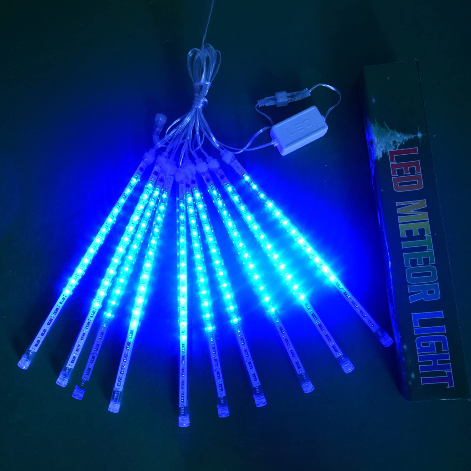 Cloudro Christmas Meteor Shower Rain Lights - 50cm Snowfall LED String Lights for Christmas Tree, Garden, Outdoor, Wedding, Party Decor - Perfect for Holiday, Birthday, Patio Decoration (10PC, Blue) | Create Magical Winter Nights & Festive Atmosphere