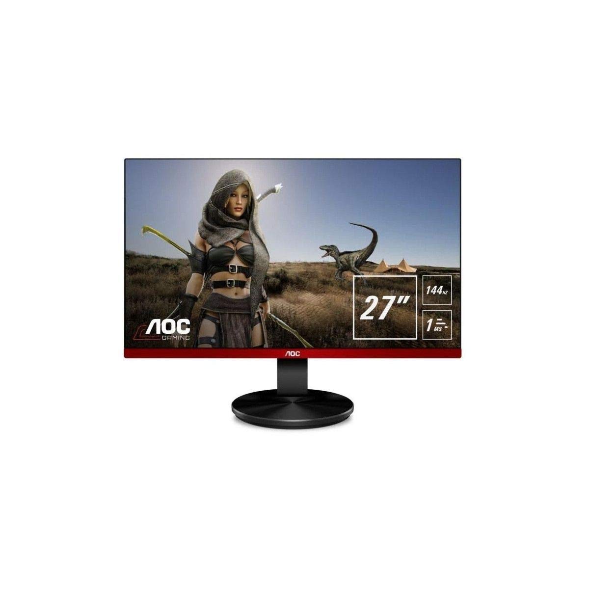 AOC G2790PX 27 Inch Gaming Monitor - Full HD 1920x1080, 144Hz Refresh Rate, 1ms Response Time, Built-in Speakers, HDMI/DP/D-SUB, 4 USB Ports (Black/Red) - Perfect for Esports, FPS Gaming & Home Office Setup