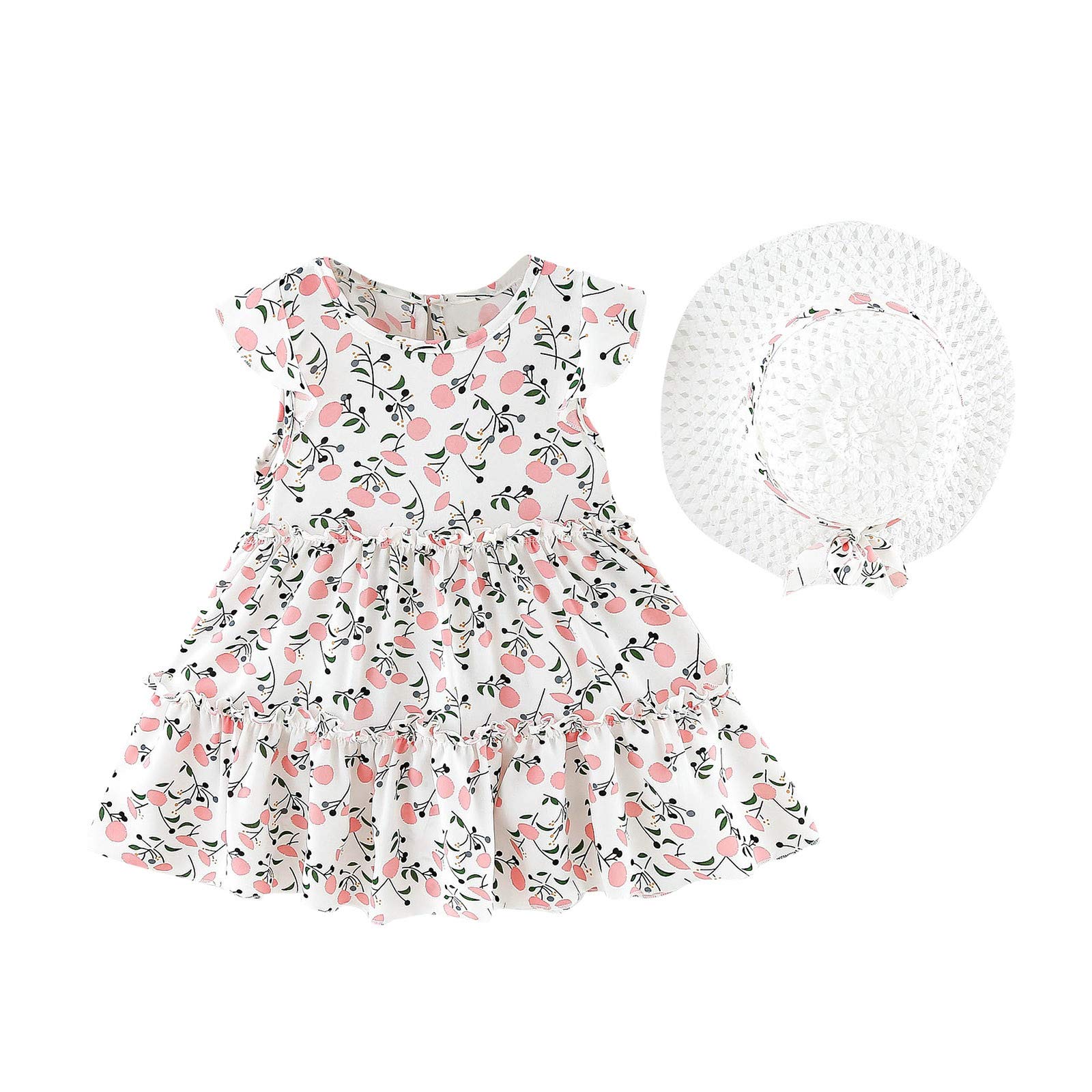 **Princess Dress for Girls - Sleeveless Toddler Baby Outfit with Floral Hat & Skirt Set - Perfect for Birthday Parties, Pageants & Dress-Up Play**