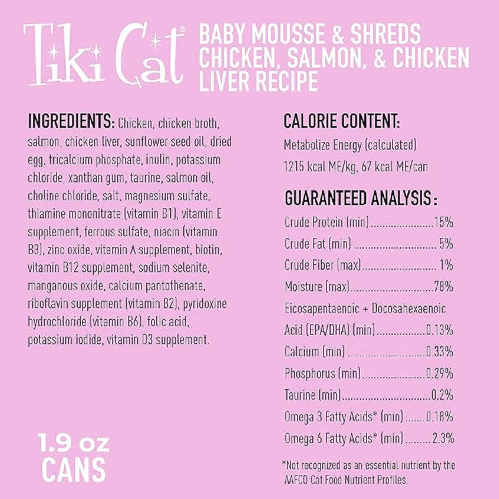 Premium Kitten Mousse & Shreds - Chicken, Salmon & Chicken Liver Wet Cat Food for Growing Kittens | Perfect for Weaning, Supplementing Dry Food & Picky Eaters