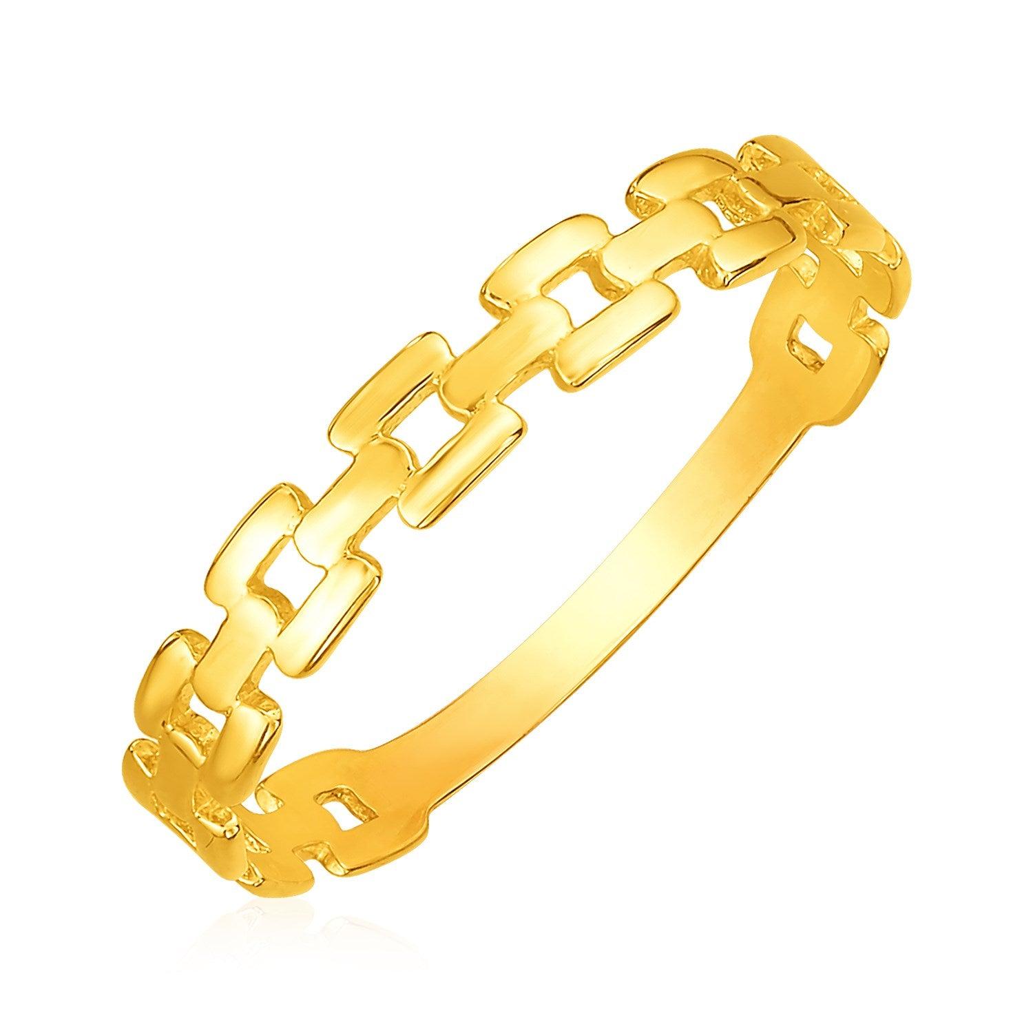 14K Yellow Gold Chain Link Ring for Women - Dainty & Elegant Jewelry Gift for Her - Perfect for Everyday Wear, Special Occasions & Stacking