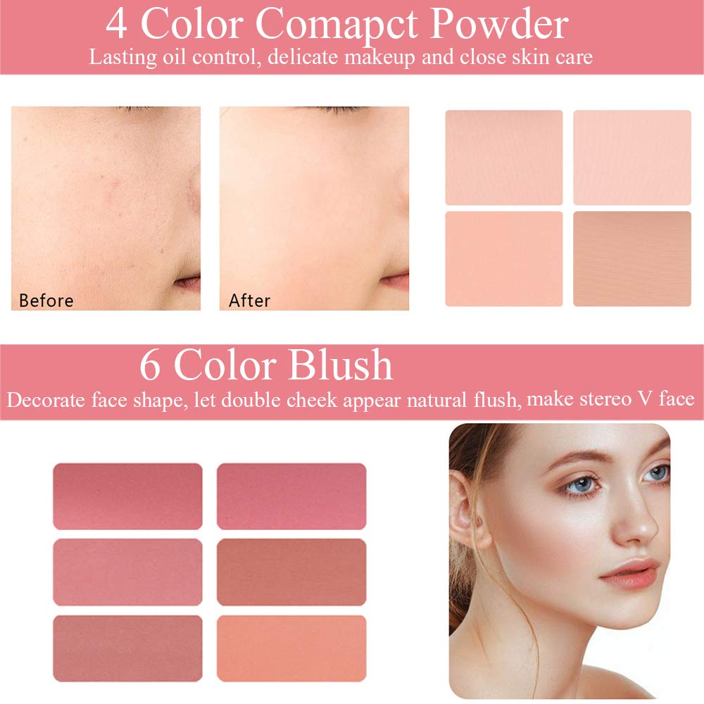 Missicee All-in-One Makeup Kit - Eyeshadow Palette, Lipstick, Brushes, Contour Stick & Mascara | Complete Cosmetic Gift Set for Women | Perfect for Travel, Bridal & Everyday Makeup