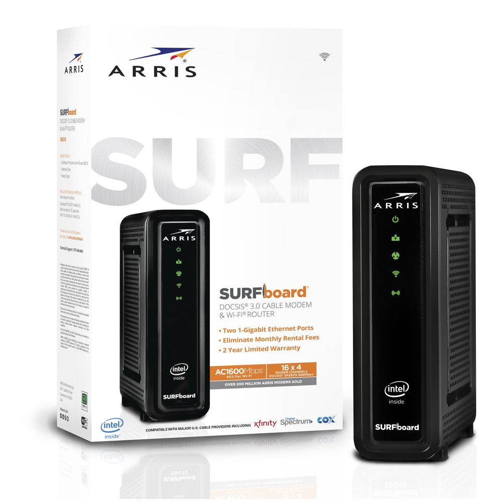 ARRIS SURFboard SBG6900-AC DOCSIS 3.0 16x4 Cable Modem & AC1600 Dual Band WiFi Router - High Speed Internet for Streaming, Gaming & Home Office (Compatible with Xfinity, Spectrum, Cox)