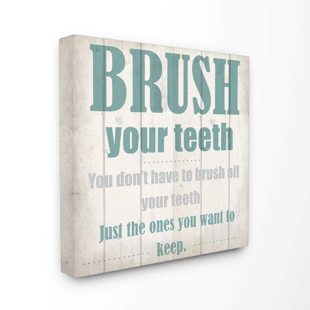 Stupell Industries Funny 'Brush Your Teeth' Bathroom Wall Art - Multi-Color Wood Textured Design - Perfect for Bathroom Decor & Humorous Home Accessories