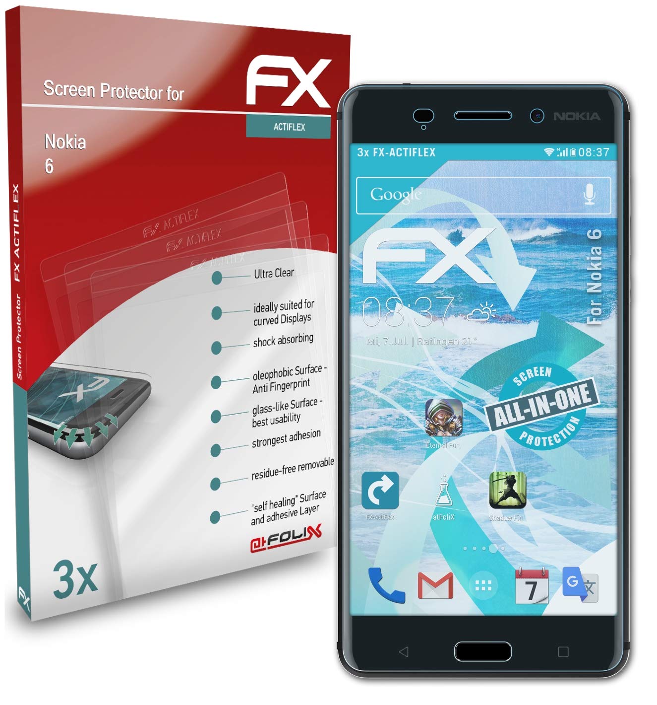 Nokia 6 Screen Protector - 3 Pack Ultra Clear Flexible Tempered Glass Film | HD Touch Sensitivity & Anti-Scratch Protection | Perfect for Everyday Use, Gaming & Work
