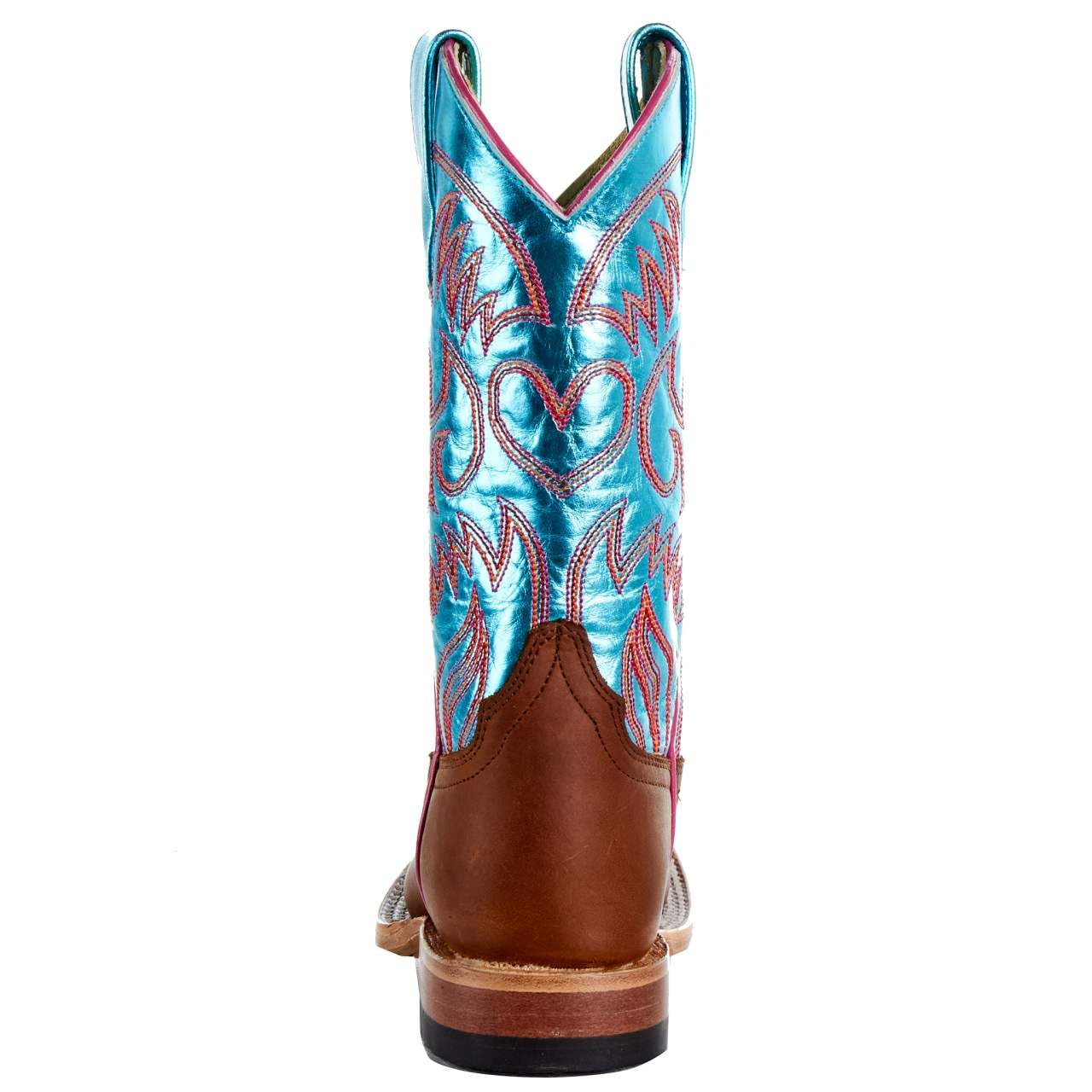 Macie Bean Kids Crazy Horse Metallic Turquoise Top Boots - Stylish Western Boots for Girls, Perfect for Cowgirl Costumes, Rodeo Events & Everyday Play