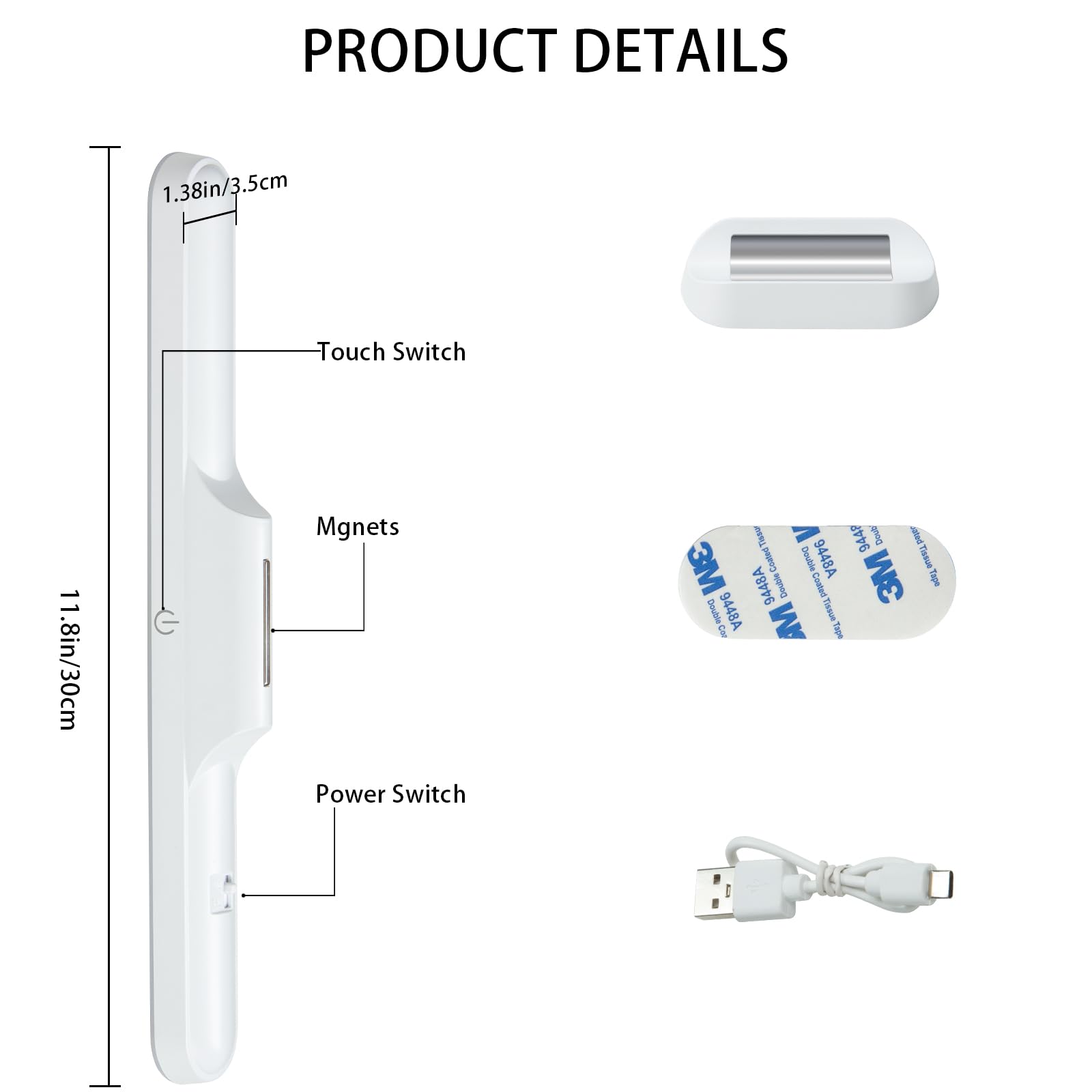 Wireless Vanity Mirror Lights with Adjustable Brightness & Color - Rechargeable LED Makeup Light with 3 Colors & Touch Control - Perfect for Bathroom, Dressing Room & Bedroom Makeup Application