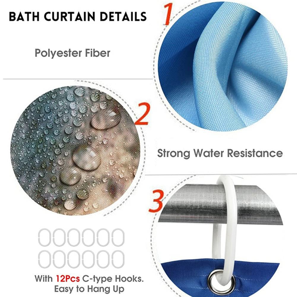 Ochine Rose Flower Teal Shower Curtain Set - Waterproof Floral Bathroom Decor with Hooks, Non-Slip Rugs, Toilet Lid Cover & Bath Mat | Butterfly Blue Rose Design | Perfect for Modern Bathrooms & Guest Bath Decor (Ships from USA)