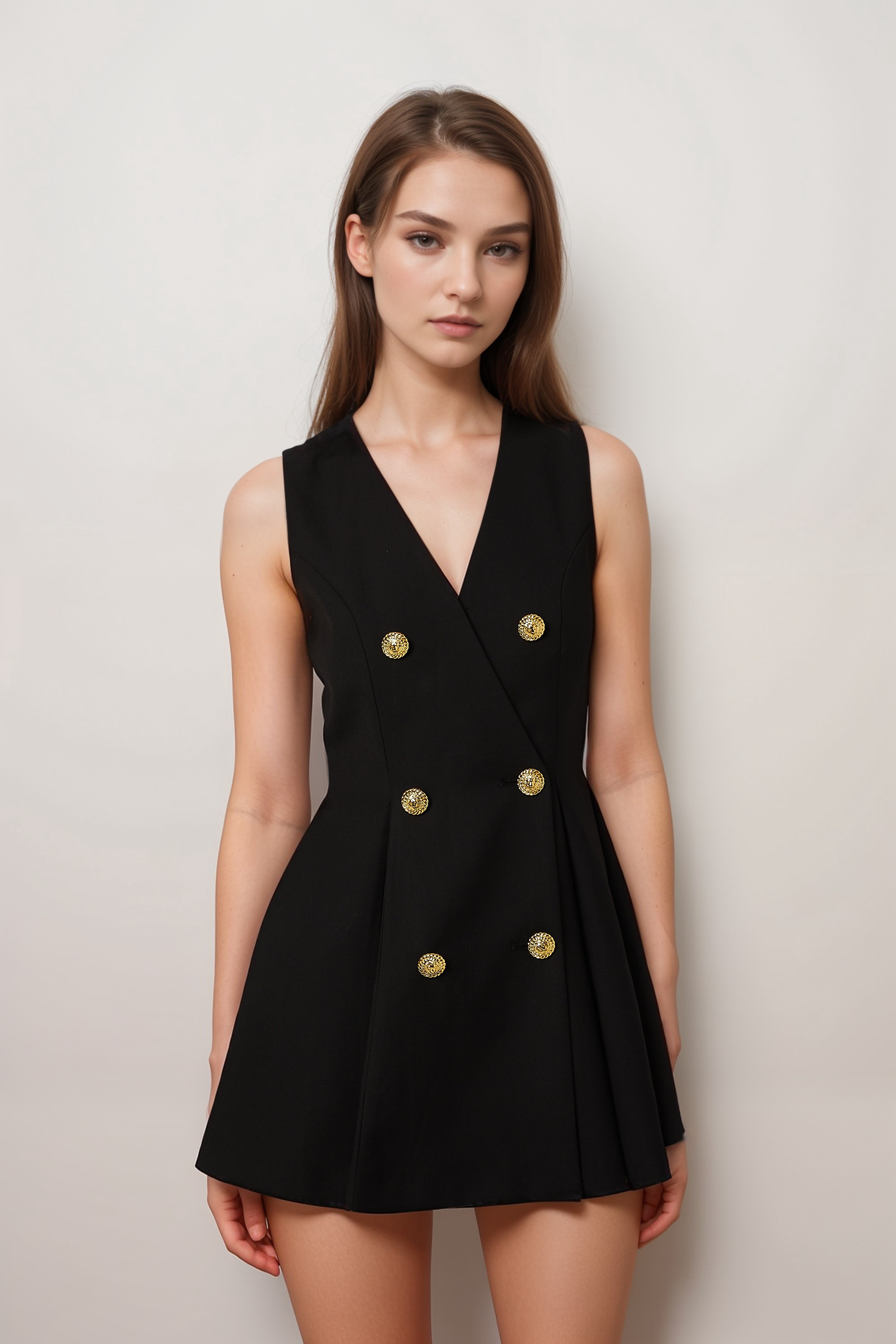 Amira Double Breasted Flared Mini Dress - Elegant Women's Party Cocktail Dress for Night Out, Date Night & Special Occasions
