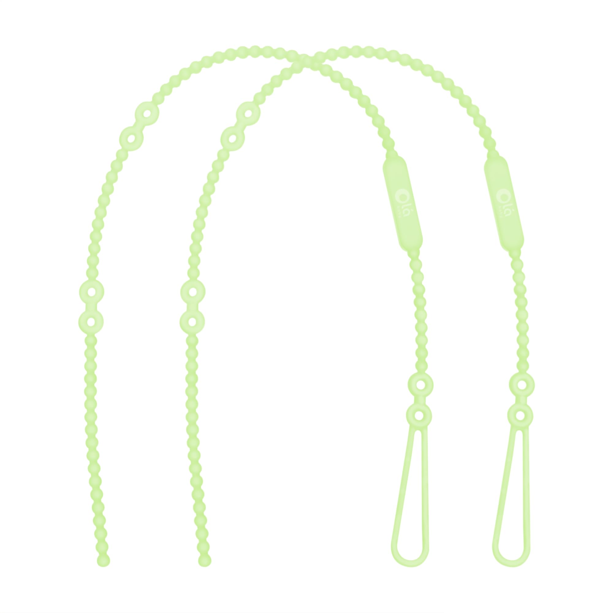 Olababy Silicone Baby Toy Straps - Secure Teethers, Sippy Cups, Bottles, Feeding Spoons to High Chairs, Strollers & Car Seats (2 Pack, Kiwi Green) - Perfect for Travel & On-the-Go Feeding Essentials