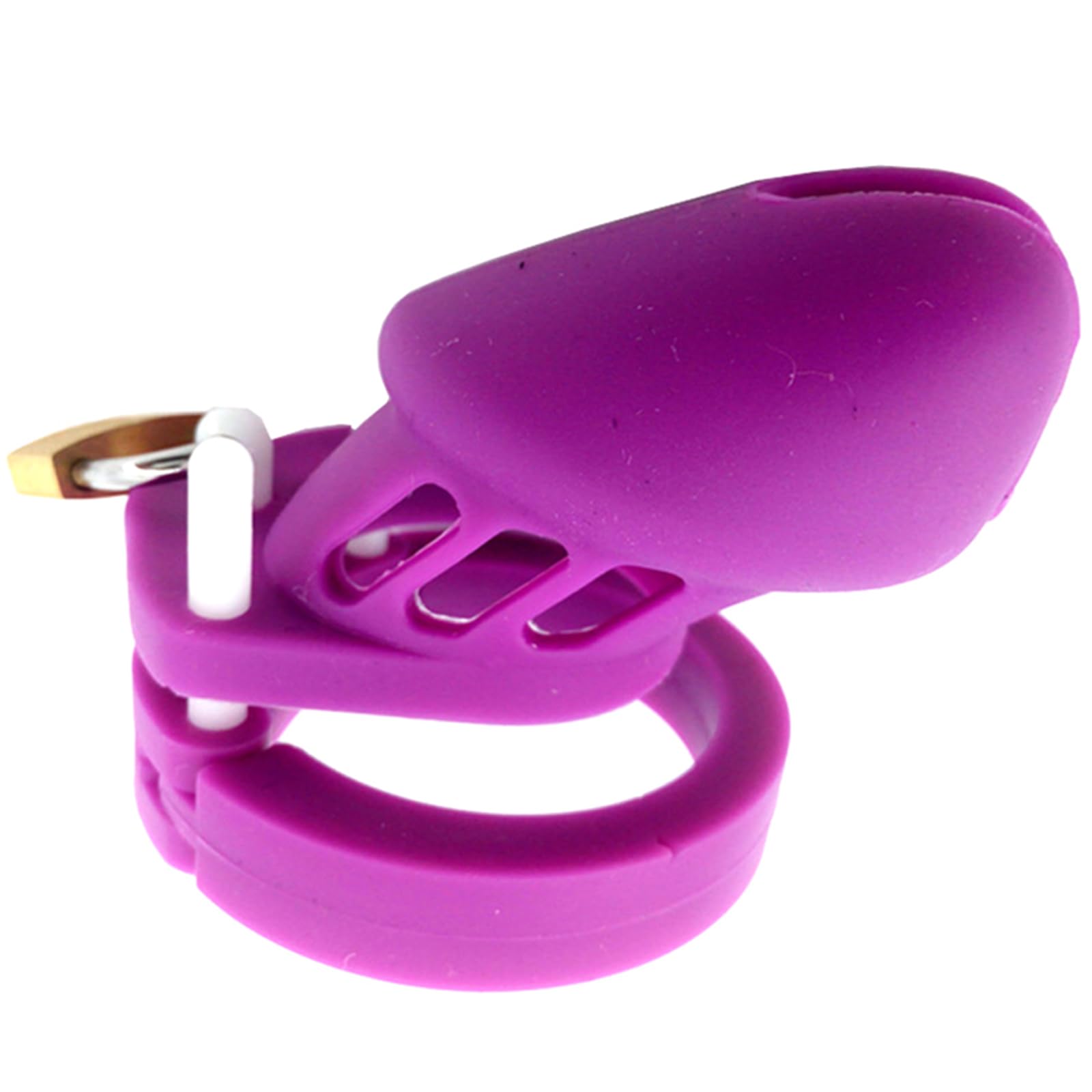 Purple Soft Silicone Stretchable Male Chastity Cage with 5 Adjustable Rings - Lightweight Waterproof Cock Cage Device with Lock & Key - Adult Sex Toy for Men - Perfect for BDSM, Roleplay & Long-Term Wear
