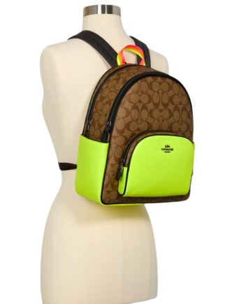 Coach Court Backpack in Colorblock Signature Canvas - Stylish Laptop Backpack for Women & Men, Perfect for Work, School & Travel