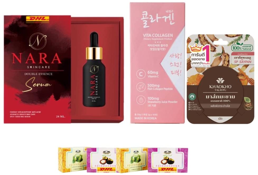 Nara Skincare Double Essence Serum 20ml with Vita Collagen - Anti-Aging Facial Treatment for Youthful Skin | DHL Express Shipping | Free Tomato Facial Mask Included | Perfect for Night Routine & Dry Skin Care