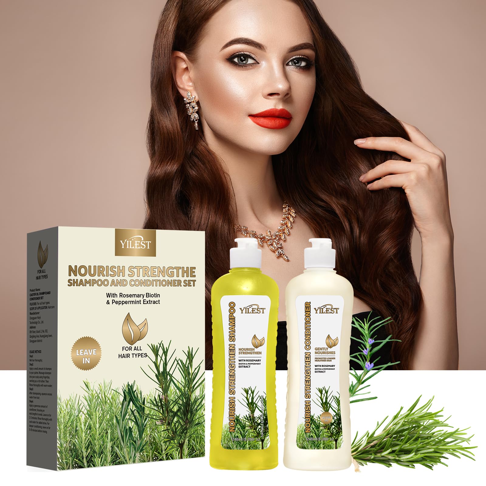 Rosemary Hair Growth Shampoo & Conditioner Set for Men & Women - Strengthening Treatment for Thicker, Longer Hair | Natural Rosemary Mint Formula for Thinning Hair & Hair Loss Prevention | Perfect for Daily Hair Care & Scalp Nourishment