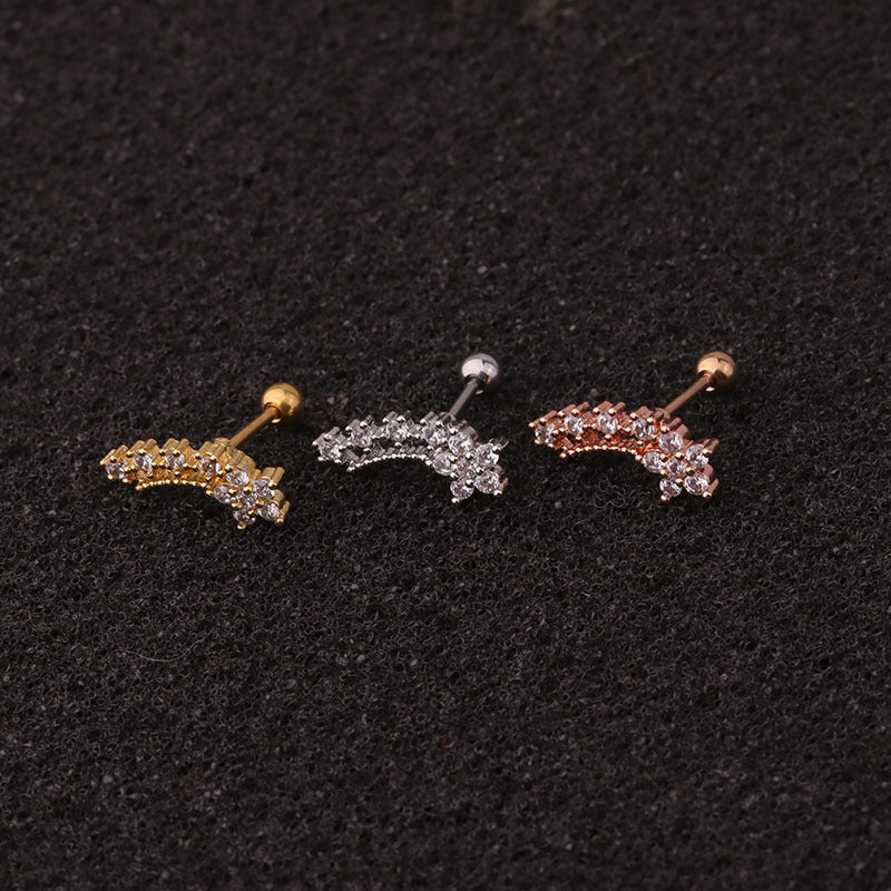 20G Rose Gold Shooting Star Barbell Cartilage Earring Stud - Hypoallergenic Cartilage Piercing Jewelry for Women | Perfect for Helix, Tragus & Conch Piercings
