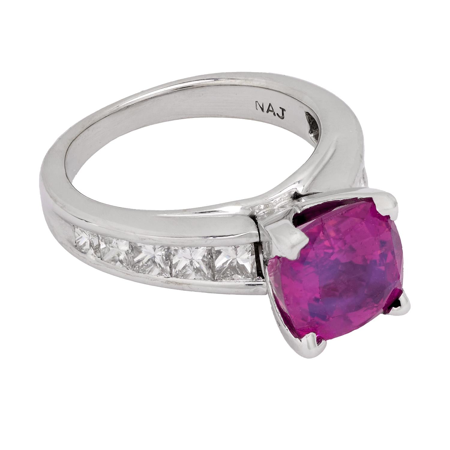 4.16 Carat GIA Certified Pink Sapphire Diamond Ring in 14K White Gold - Elegant Engagement, Wedding & Anniversary Jewelry Gift