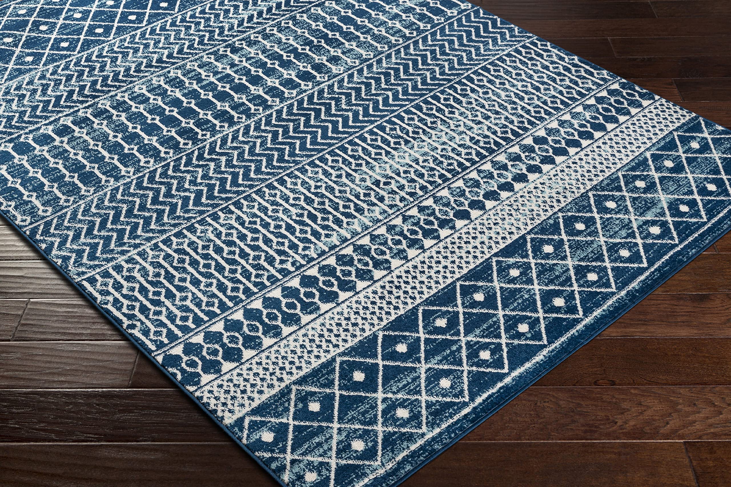 Mark&Day 6x9 Lynar Global Dark Blue Area Rug - Soft Non-Slip Living Room Carpet, Bedroom Rug, Kitchen Floor Mat (6'7