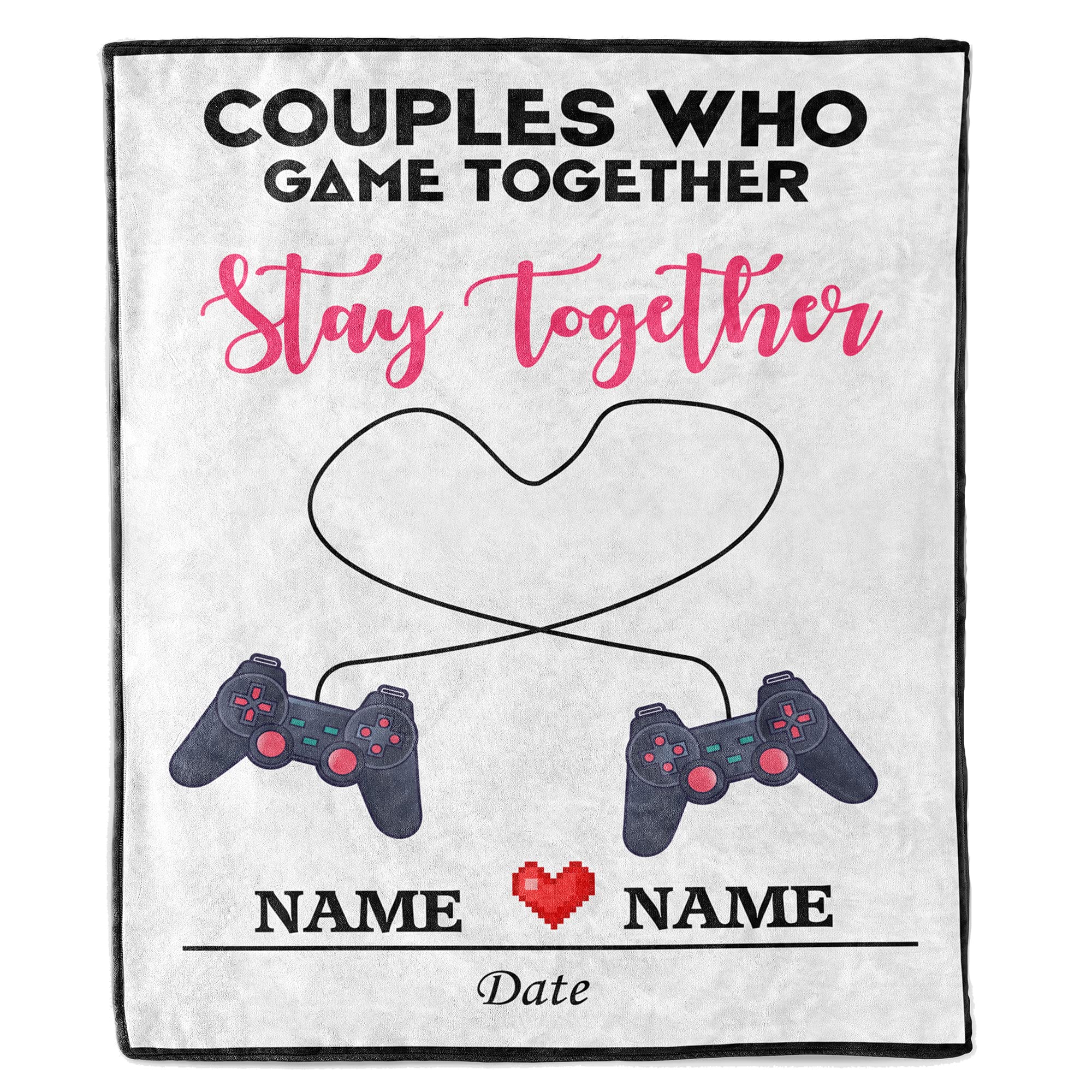 Personalized Couple Fleece Blanket - Custom Name & Date Gift for Gamers | Anniversary, Valentine's Day & Cozy Home Decor