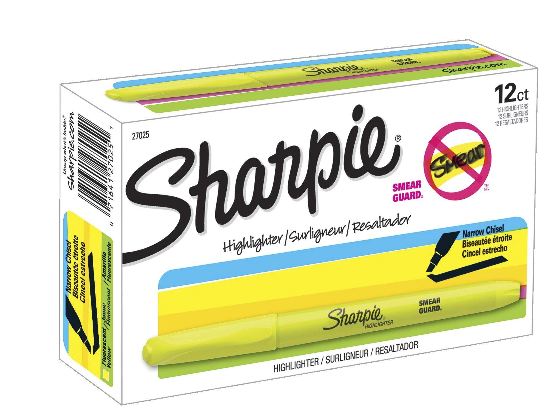 Bright Fluorescent Yellow Chisel Tip Highlighters - Pack of 12 | Accent Pocket-Style Markers for School, Office & Study Notes | Ideal for Students, Teachers & Professionals