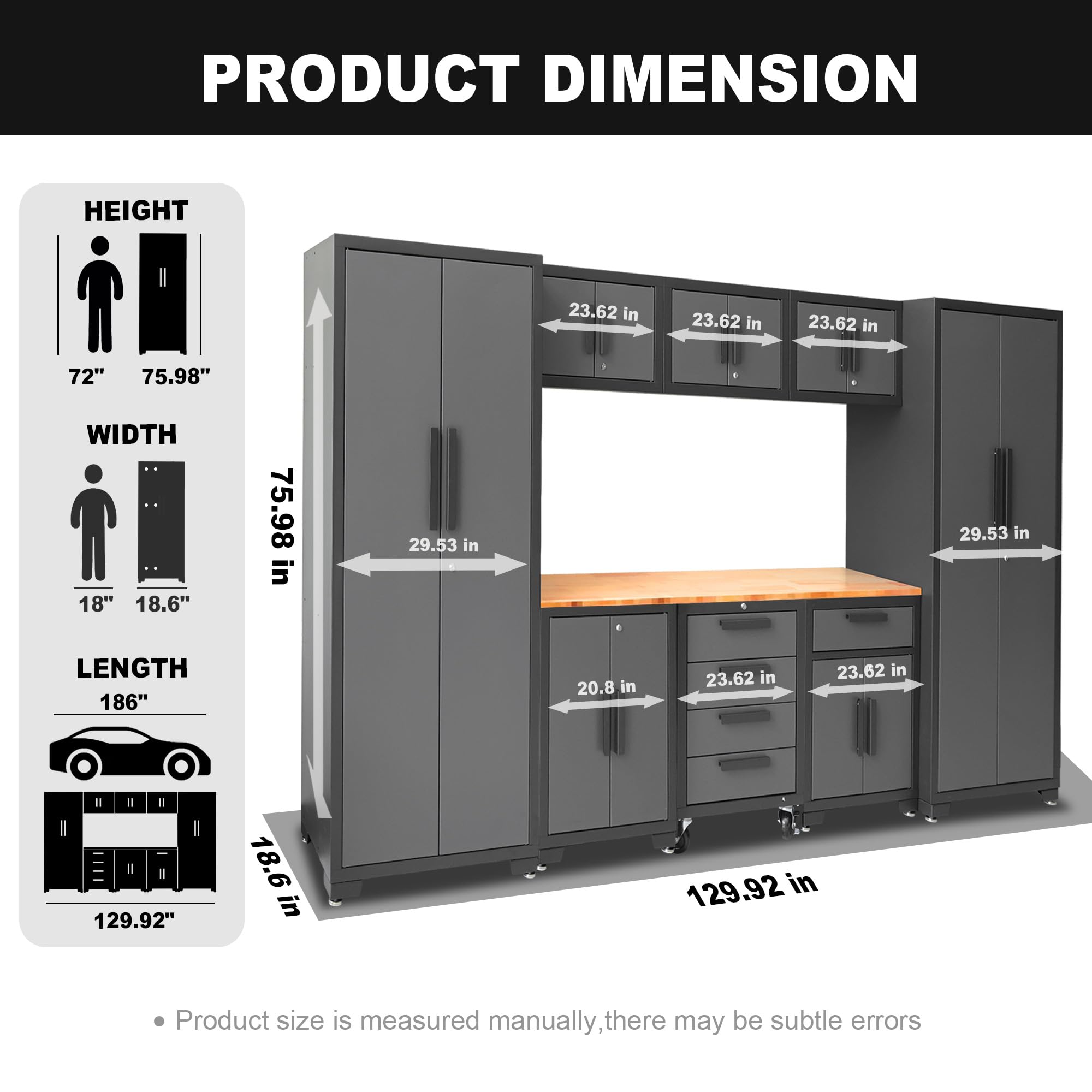 9-Piece TCE Heavy Duty Metal Storage System with Steel Drawers & Rolling Chest - Black/Grey Workshop Organizer for Garage Tools & Equipment | Ideal for Home Garage, Auto Repair Shops & DIY Projects