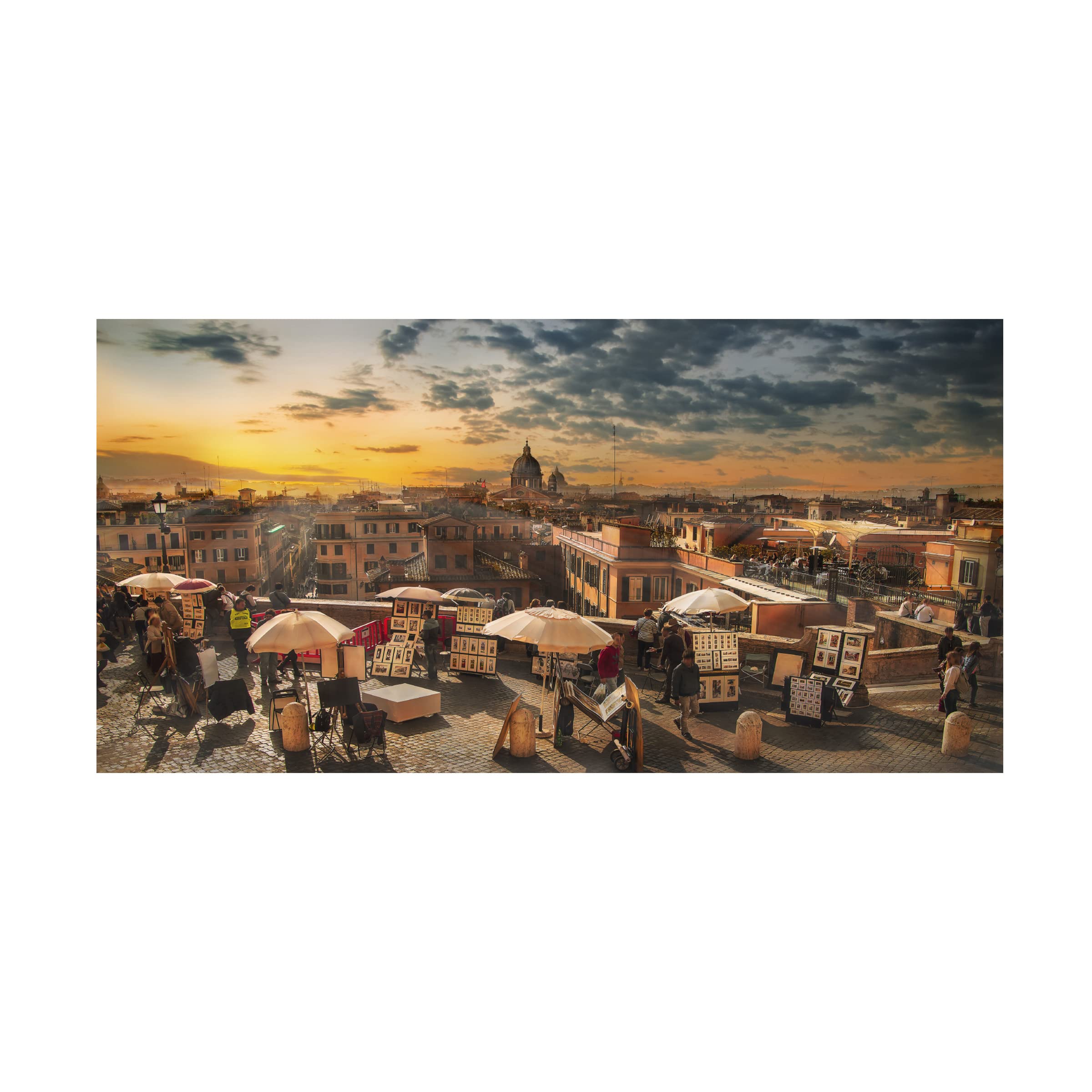 Trademark Fine Art 'Skyline Di Roma' Canvas Wall Art Print by Nicodemo Quaglia - Elegant Italian Cityscape Painting for Living Room, Office & Home Decor