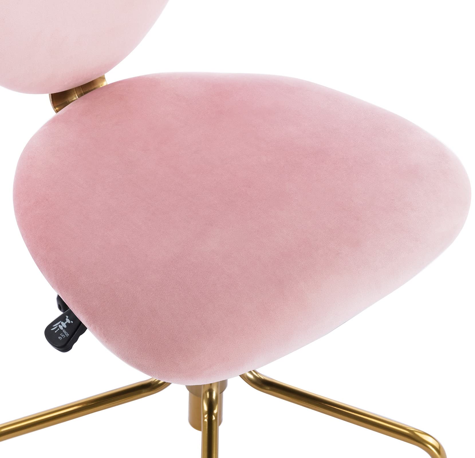 Pink Velvet Swivel Office Chair with Adjustable Height, Wheels & Heart-Shaped Back - Ergonomic Desk Chair for Home Office, Vanity, Study & Gaming
