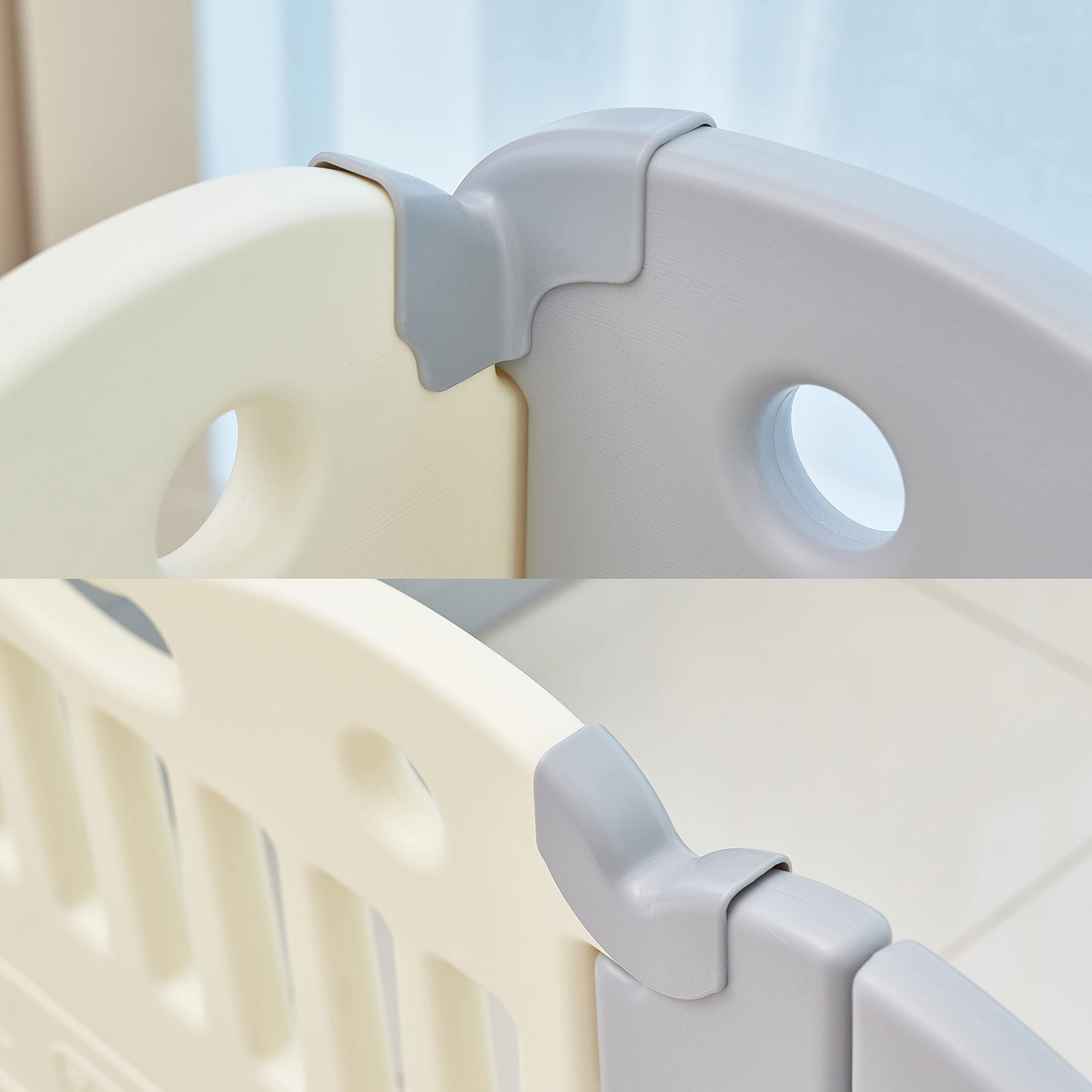 **Extra Large Baby Play Mat & Playpen with Double Locking - Safe & Durable Play Yard for Toddlers - Grey Playpen Set for Indoor & Outdoor Use**