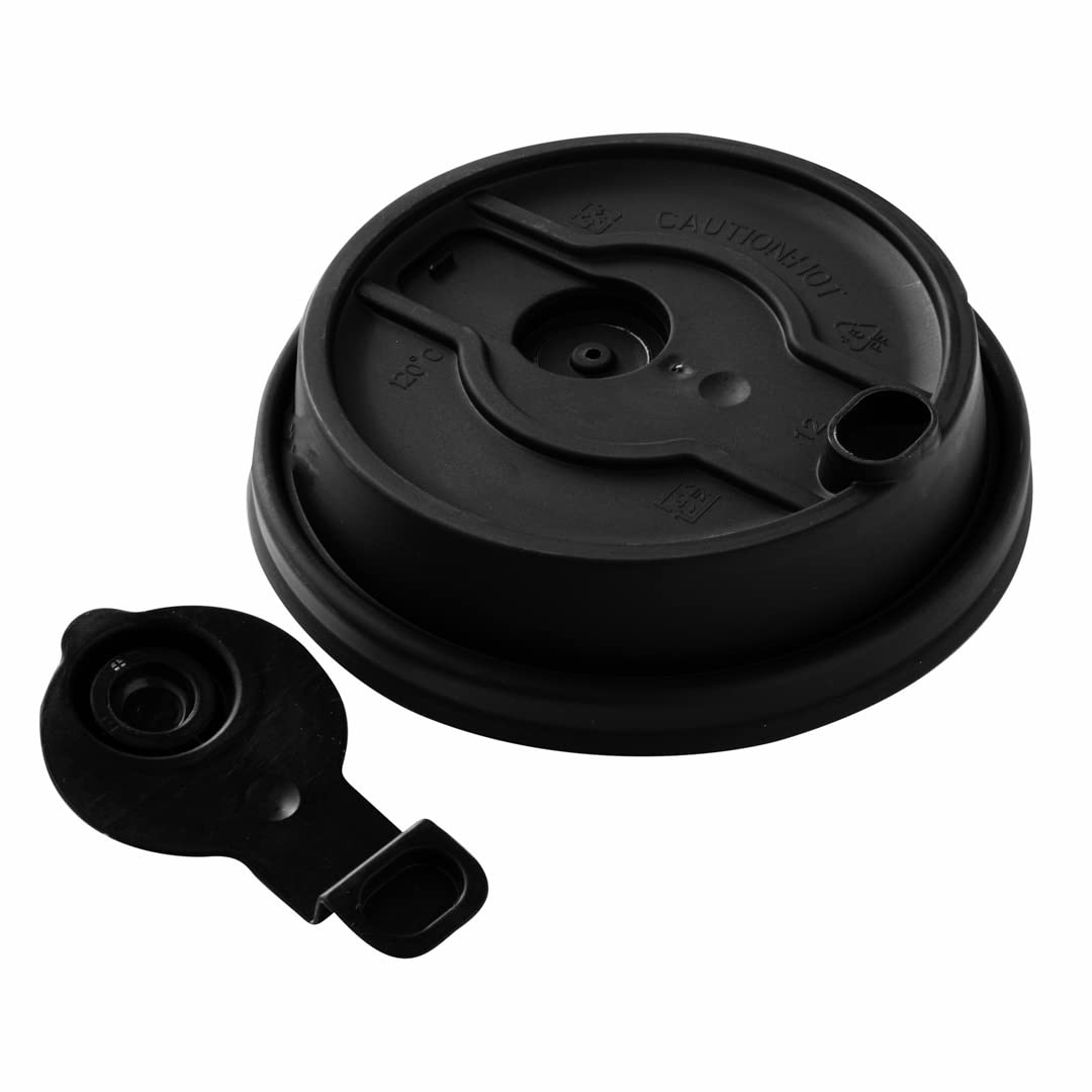 Restpresso Disposable Double Plug Paper Cup Lids for 8, 12, 16 & 20-OZ Coffee Cups - 500 Pack Black Plastic Lids with Straw Slot (Cups Sold Separately) - Perfect for Coffee Shops, Cafes & Takeout Restaurants