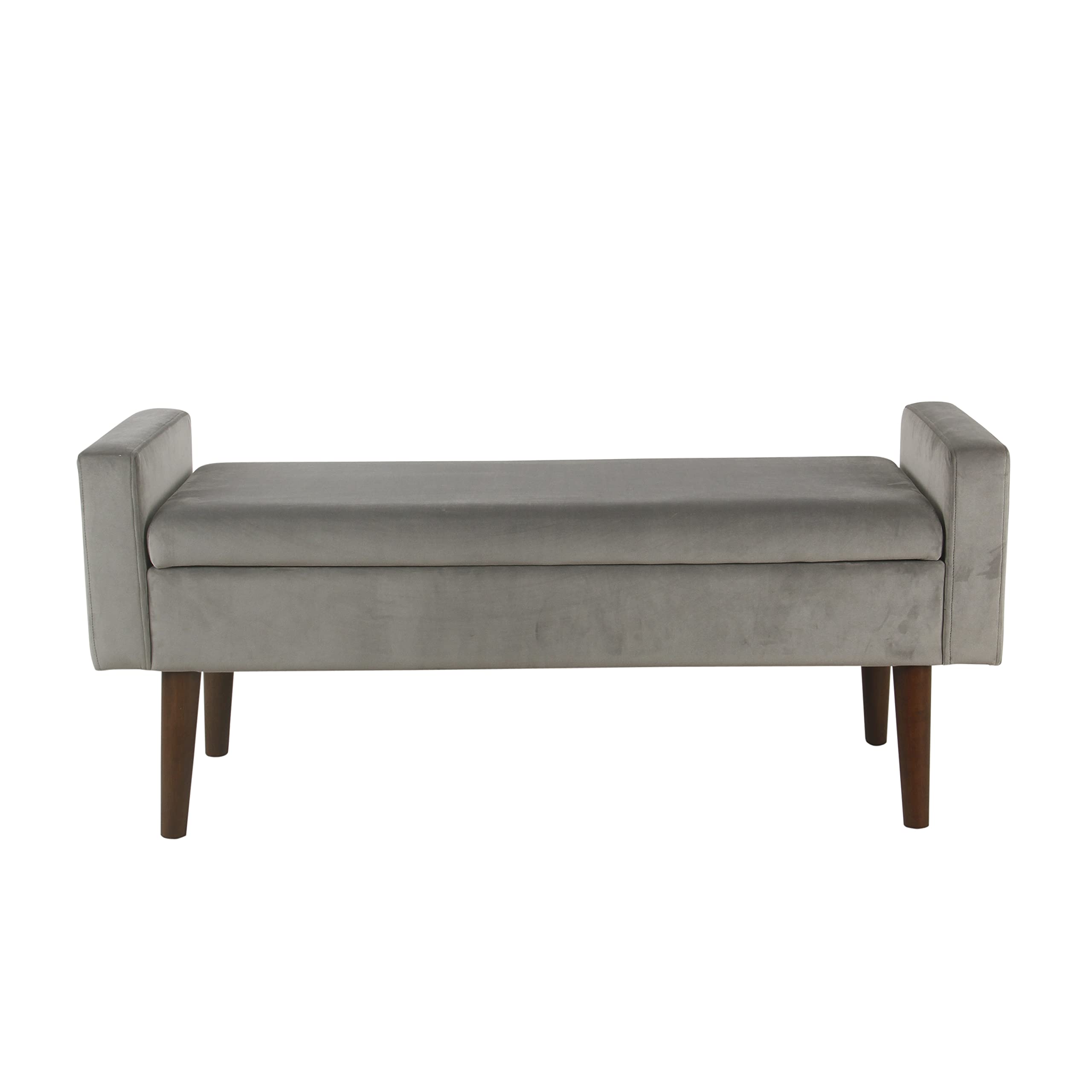 Modern Velvet Storage Ottoman Bench - Gray for Living Room & Bedroom Decor