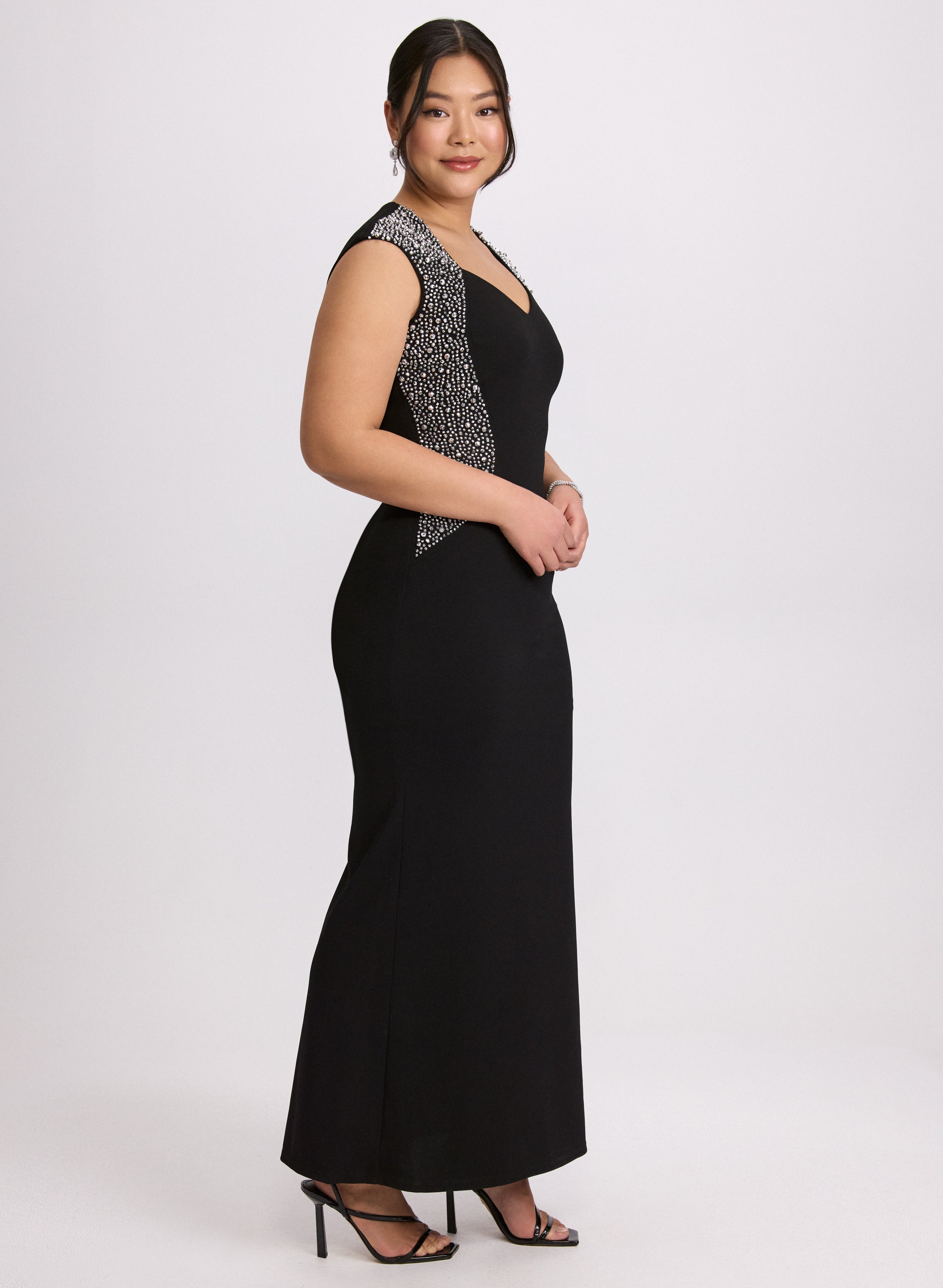 Elegant Crystal Embellished Party Dress for Women - Perfect for Evening Gala, Wedding Guest & Special Occasions