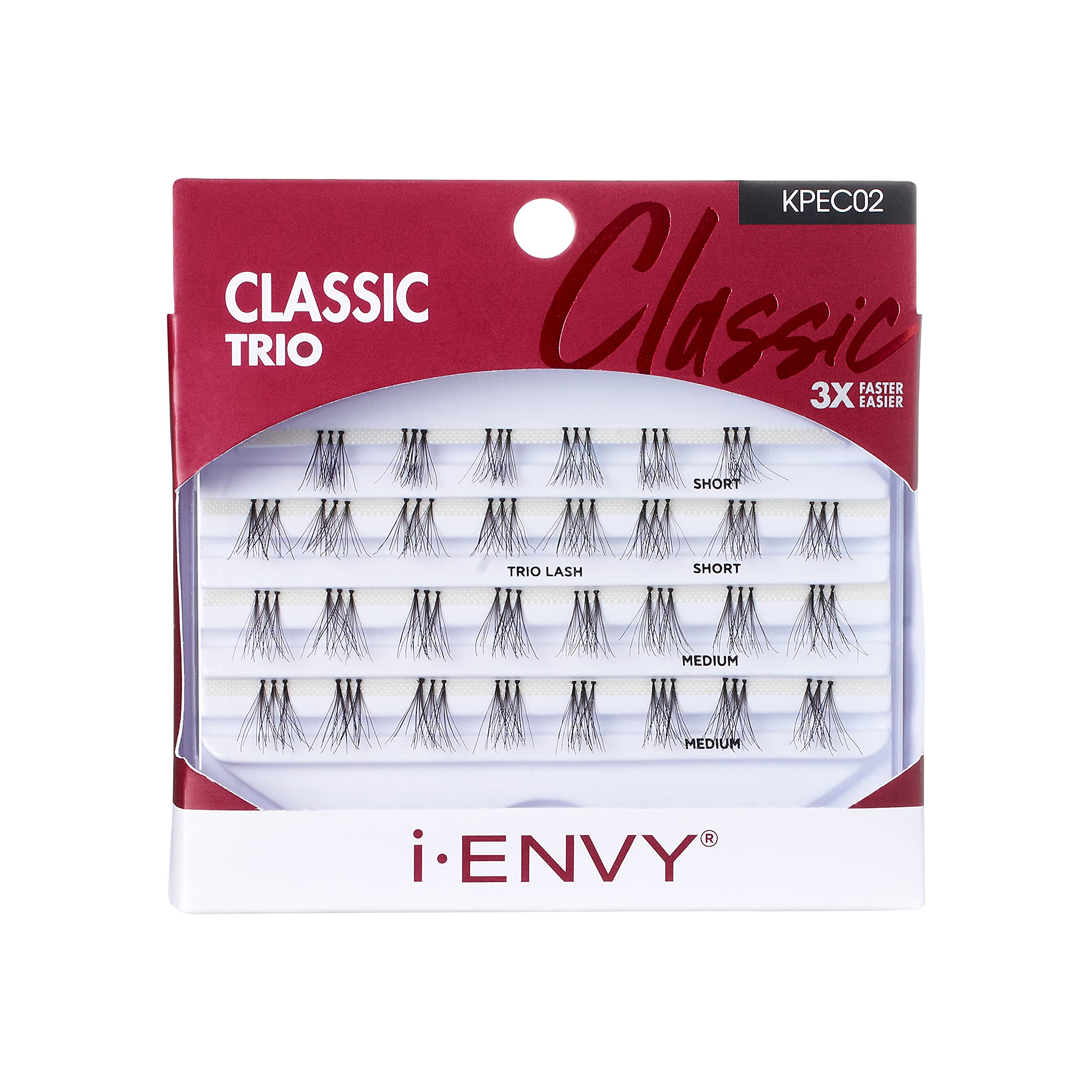 KISS i-ENVY Trio Lash Classic Medium - 30 Lashes (Pack of 6) | Natural Look | 3X Faster & Easier Application | Perfect for Weddings, Parties & Everyday Glam