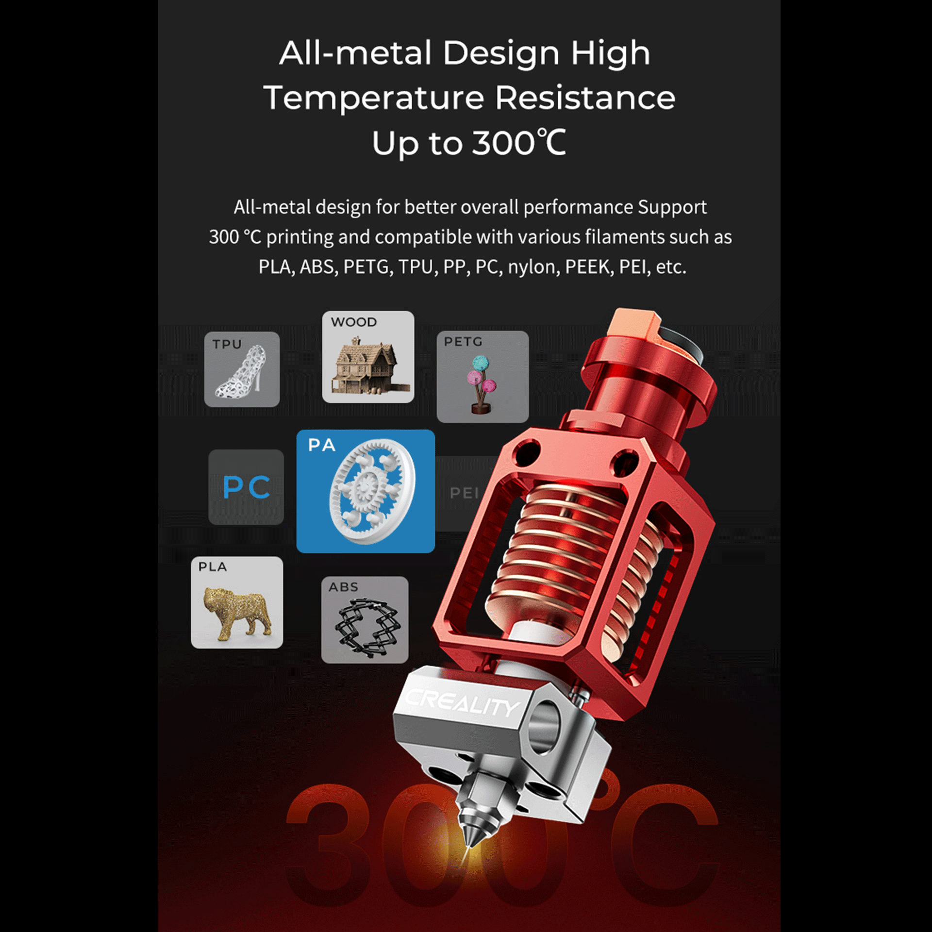 Creality Spider High-Speed High-Temperature Hotend Upgrade Kit for Ender 3, CR-10 3D Printers | Fast Printing & Reliable Performance | Perfect for ABS, PLA, PETG Filaments | Ideal for Home DIY, Prototyping & Industrial 3D Printing Projects
