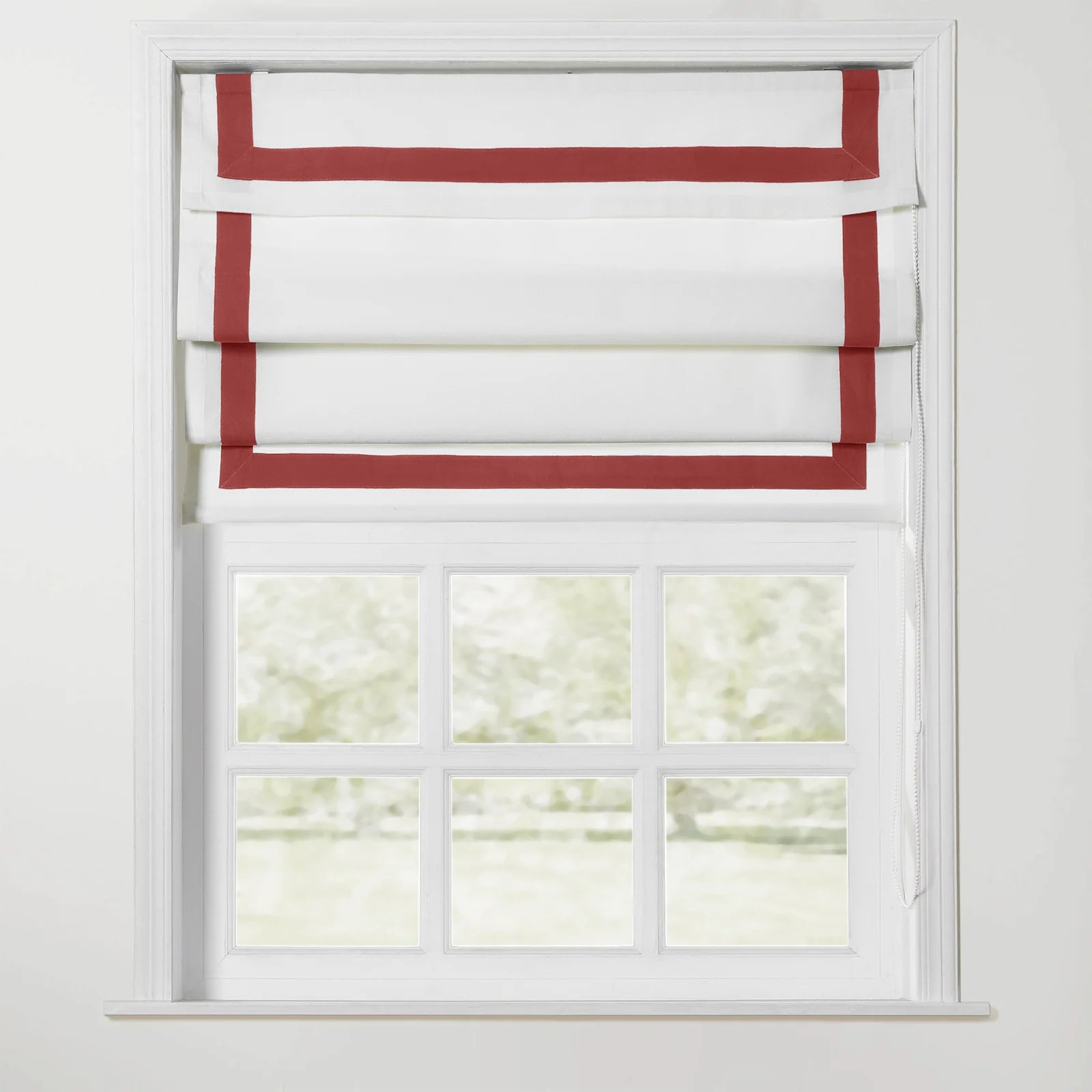 Tyrone Roman Shade with Border Cord Lift - Classic Window Treatment for Living Room & Bedroom - Blackout Fabric for Light Control & Privacy