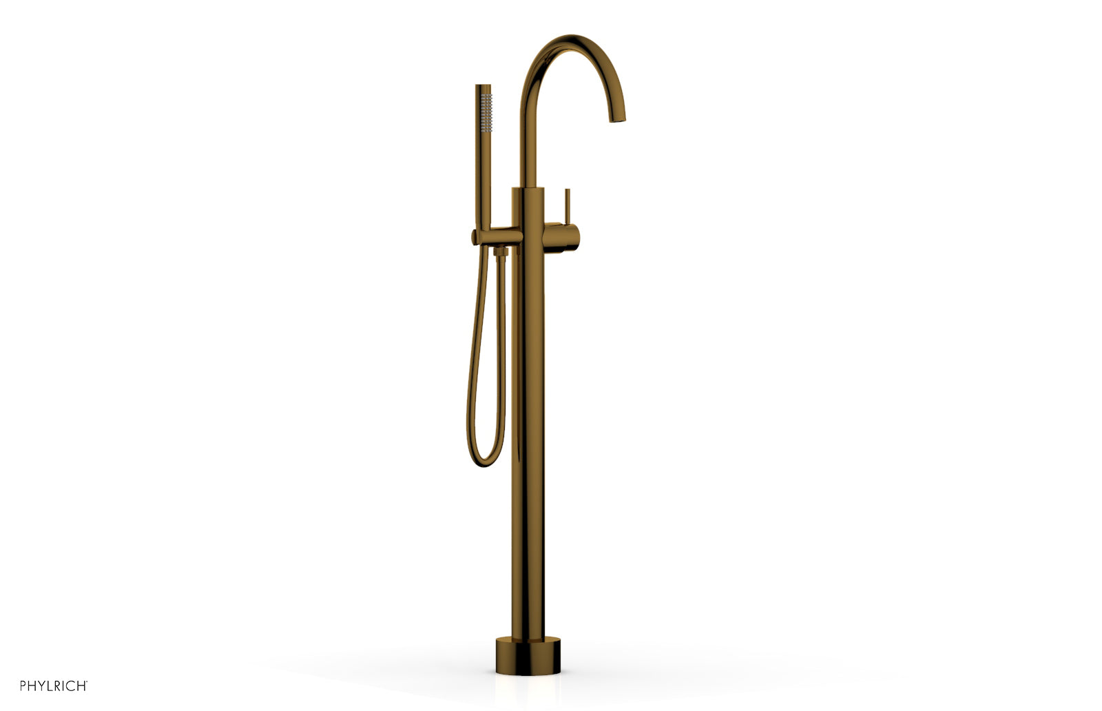 BASIC II Tall Floor Mount Tub Filler with Lever Handle & Hand Shower - 230 45 01 - Perfect for Modern Bathrooms & Spa-Like Showers