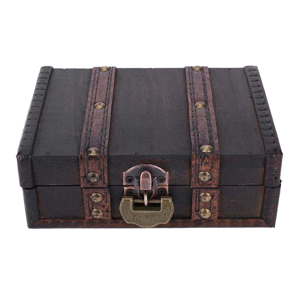Labuduo Wooden Jewelry Storage Box with Lock - Decorative Small Storage Box for Bracelet, Necklace, Earrings & Accessories (Old Gray) | Perfect for Home Organization, Gift Giving & Travel Jewelry Case
