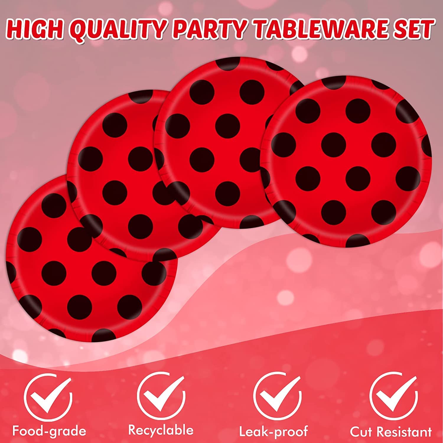 41PCS Red and Black Birthday Party Decorations Set - Bug Themed Party Supplies with Tableware, Plates, Napkins & Tablecloth for Boys, Girls & Baby Showers - Perfect for Indoor & Outdoor Celebrations