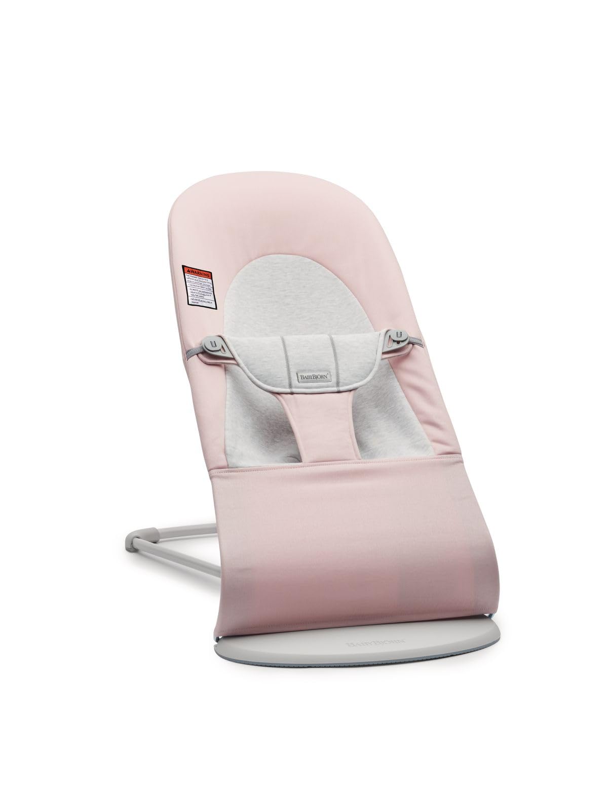 BabyBjörn Bouncer Balance Soft - Adjustable 2-in-1 Baby Bouncer & Toddler Chair (8-29 lbs) | Lightweight, Portable with 4 Positions | Woven/Jersey Fabric in Light Pink/Grey | Perfect for Nursery, Living Room & Travel