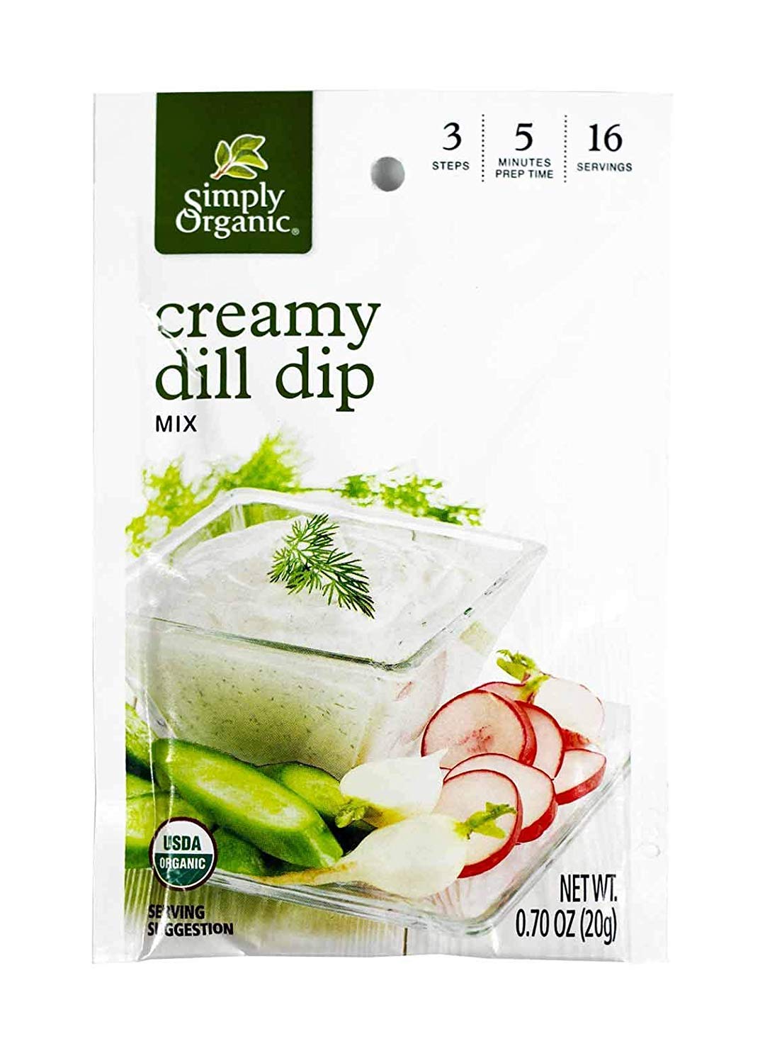 Organic Creamy Dill Dip Mix - USDA Certified, Gluten-Free, Non-GMO | 0.7 oz Pack of 3 | Perfect for Parties, Chips & Veggie Dips