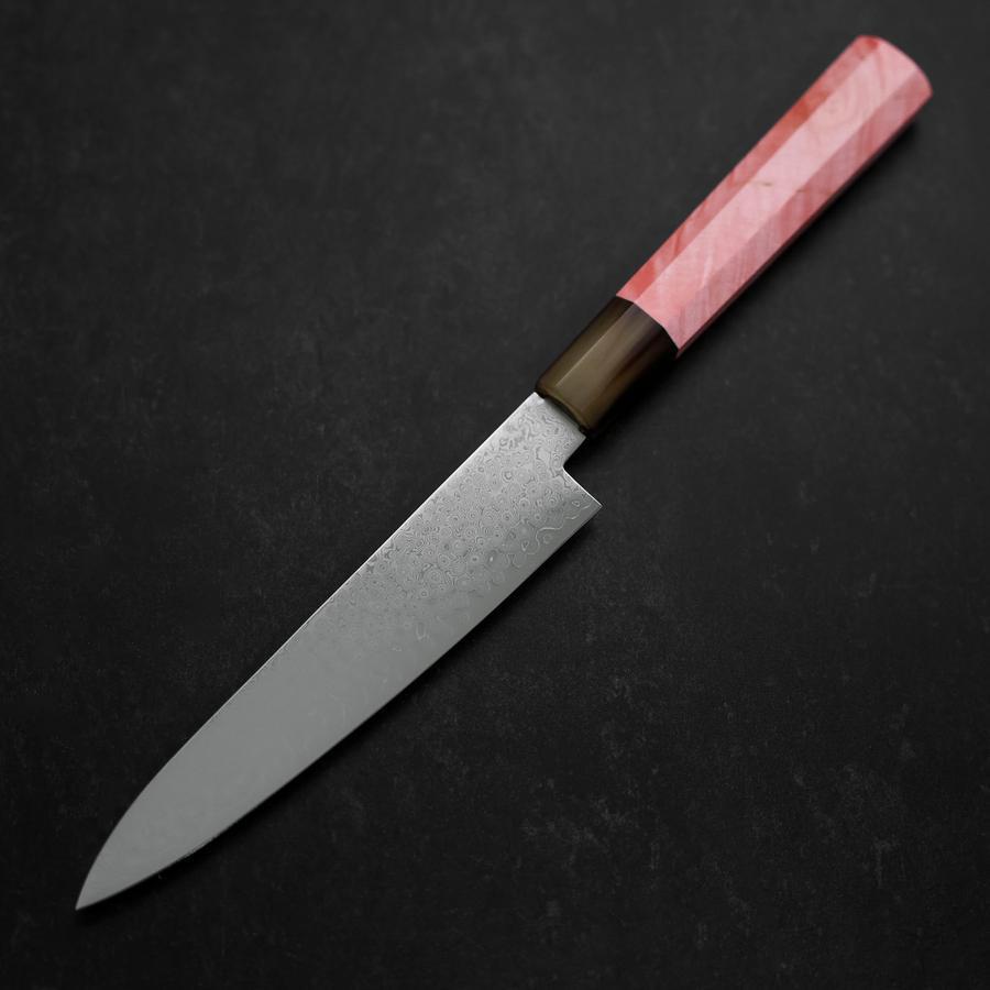VG-10 Damascus Steel Petty Knife 150mm - Buffalo Horn & Dark Pink Maple Handle - Perfect for Slicing, Peeling & Precision Kitchen Tasks
