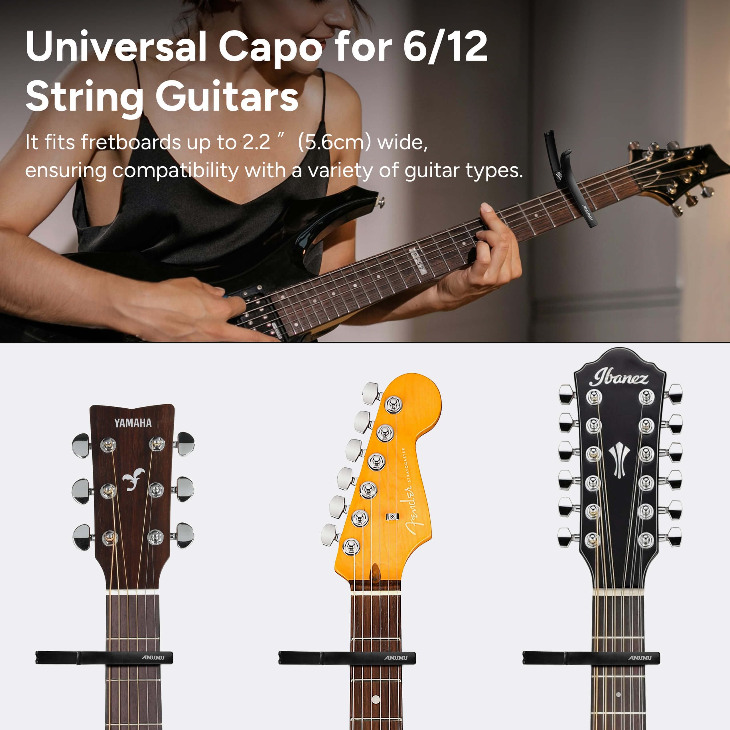 AMUMU PitchMate Guitar Capo with Bridge Pin Puller - Universal Fit for Electric & Acoustic Guitars | Secure Grip, Compact Design | Perfect for Live Performances & Studio Recording