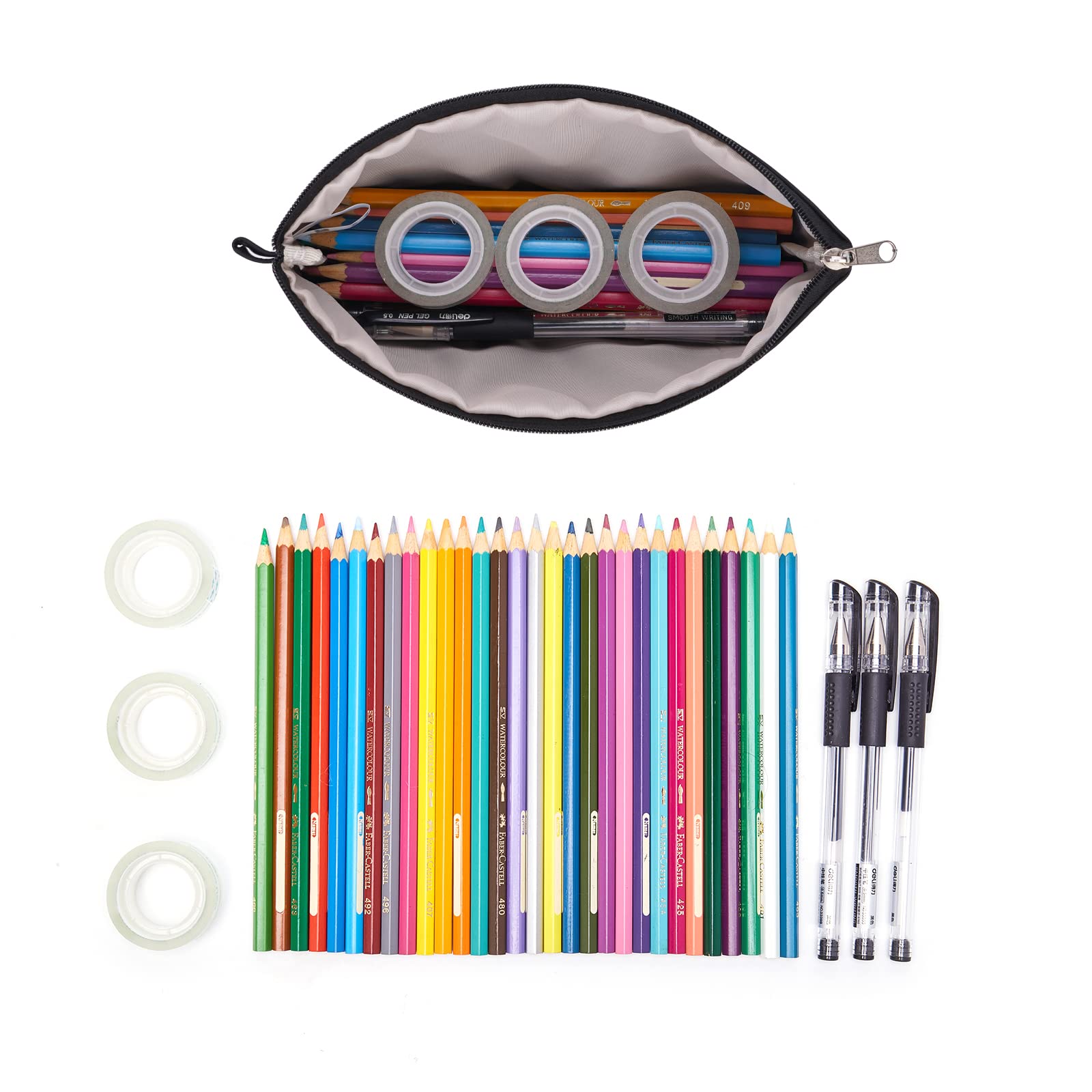 Waterproof Mini Makeup Bag for Women - Travel & Purse Organizer (Pure Black)
