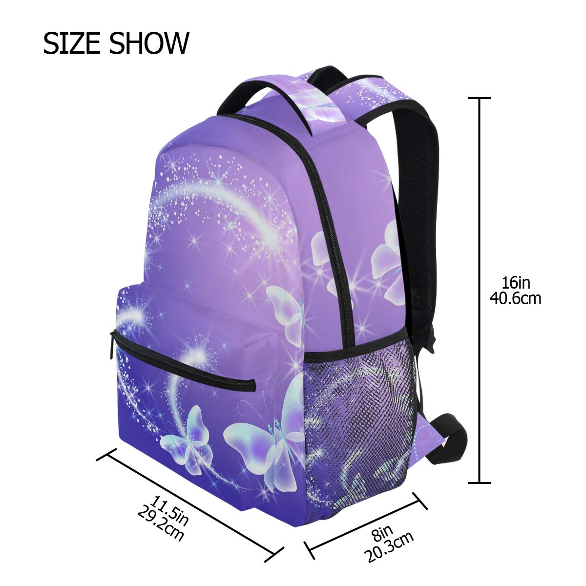 ALAZA Butterfly Print Floral Backpack - Lightweight School Bag for Boys & Girls, Travel Daypack with Shoulder Straps | Perfect for School, College, Hiking & Daily Use