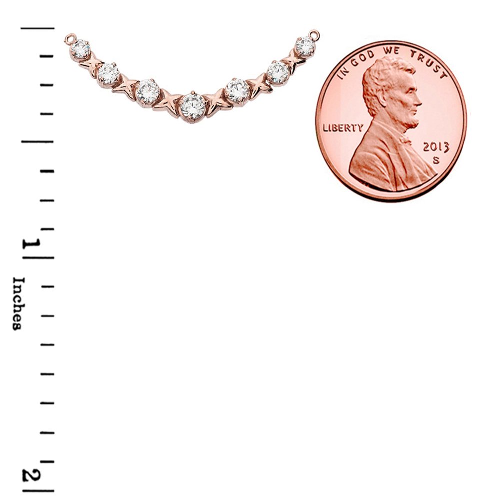 14k Rose Gold Diamond XOXO Pendant Necklace for Women - Elegant Valentine's Day Gift, Anniversary Jewelry for Her, Romantic Love Necklace for Girlfriend