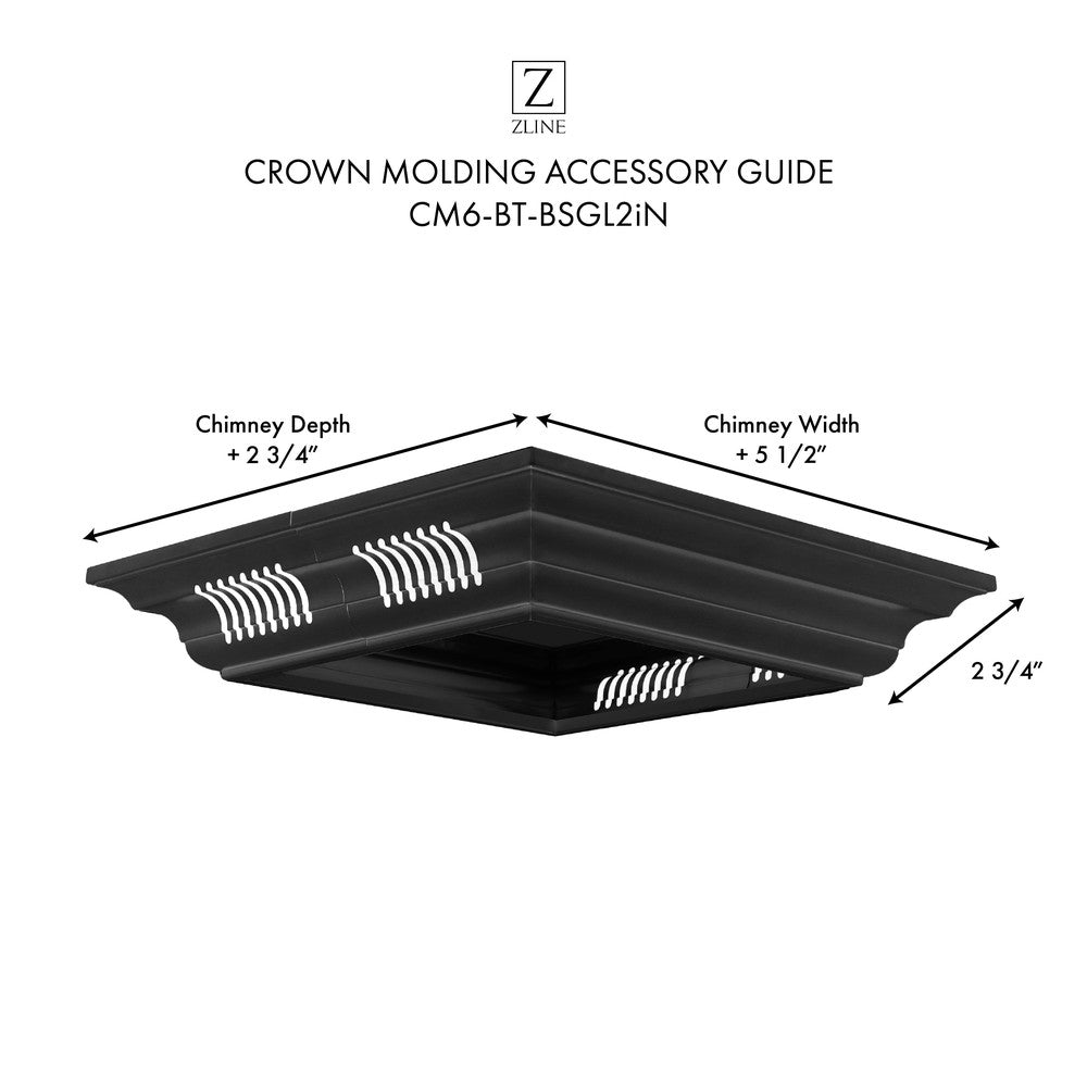 ZLINE Black Stainless Steel Crown Molding with Built-in Bluetooth Speakers (CM6 BT BSGL2iN) - Perfect for Home Theater, Kitchen, and Living Room Audio Enhancement