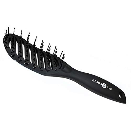 Head Jog 45 Black Vent Hair Brush - Professional Styling & Blow Drying Brush for Men & Women - Detangling Brush for Short, Long & Thick Hair - Adds Volume - Perfect for Salon, Home & Travel Use
