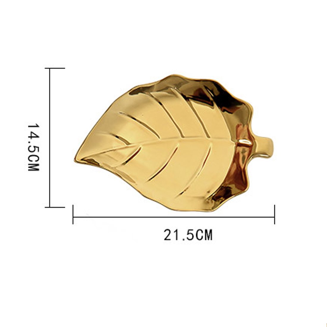 Gold Plated Ceramic Leaf Jewelry Tray - 8.4