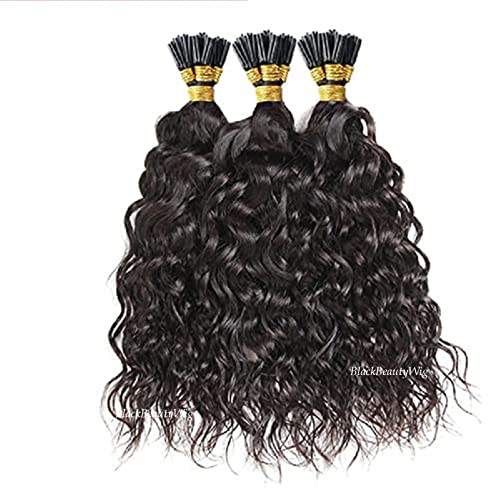 Water Wave I-Tip Human Hair Extensions – Pre-Bonded Microlink Brazilian Remy Hair – Loose Wave Micro Beads Keratin Stick – 100 Strands (18 Inch, 100g) – Black & Brown Natural Colors – Perfect for Parties, Weddings & Daily Styling